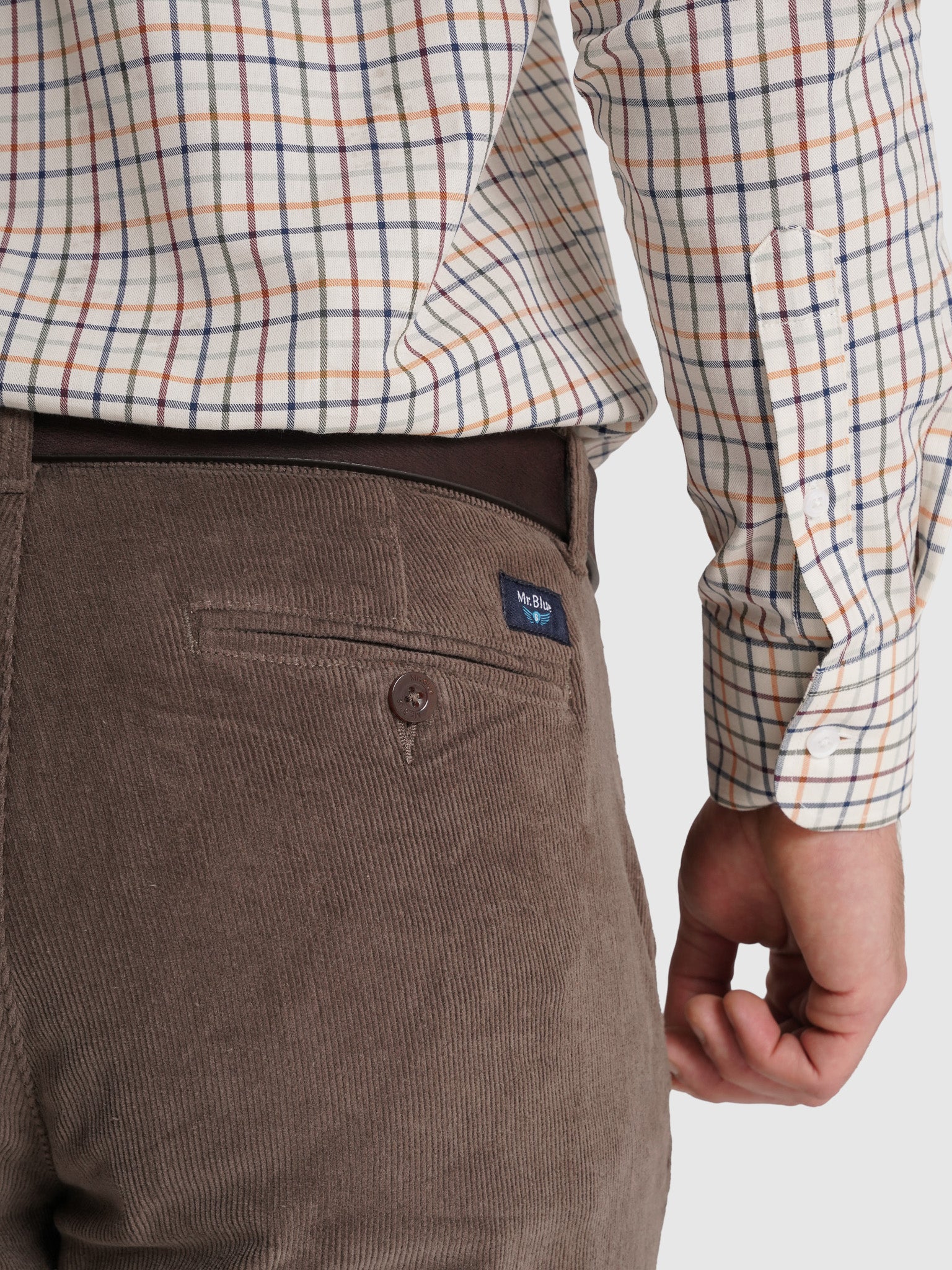 BROWN COTTON TROUSERS CLASSIC FIT MR. BLUE