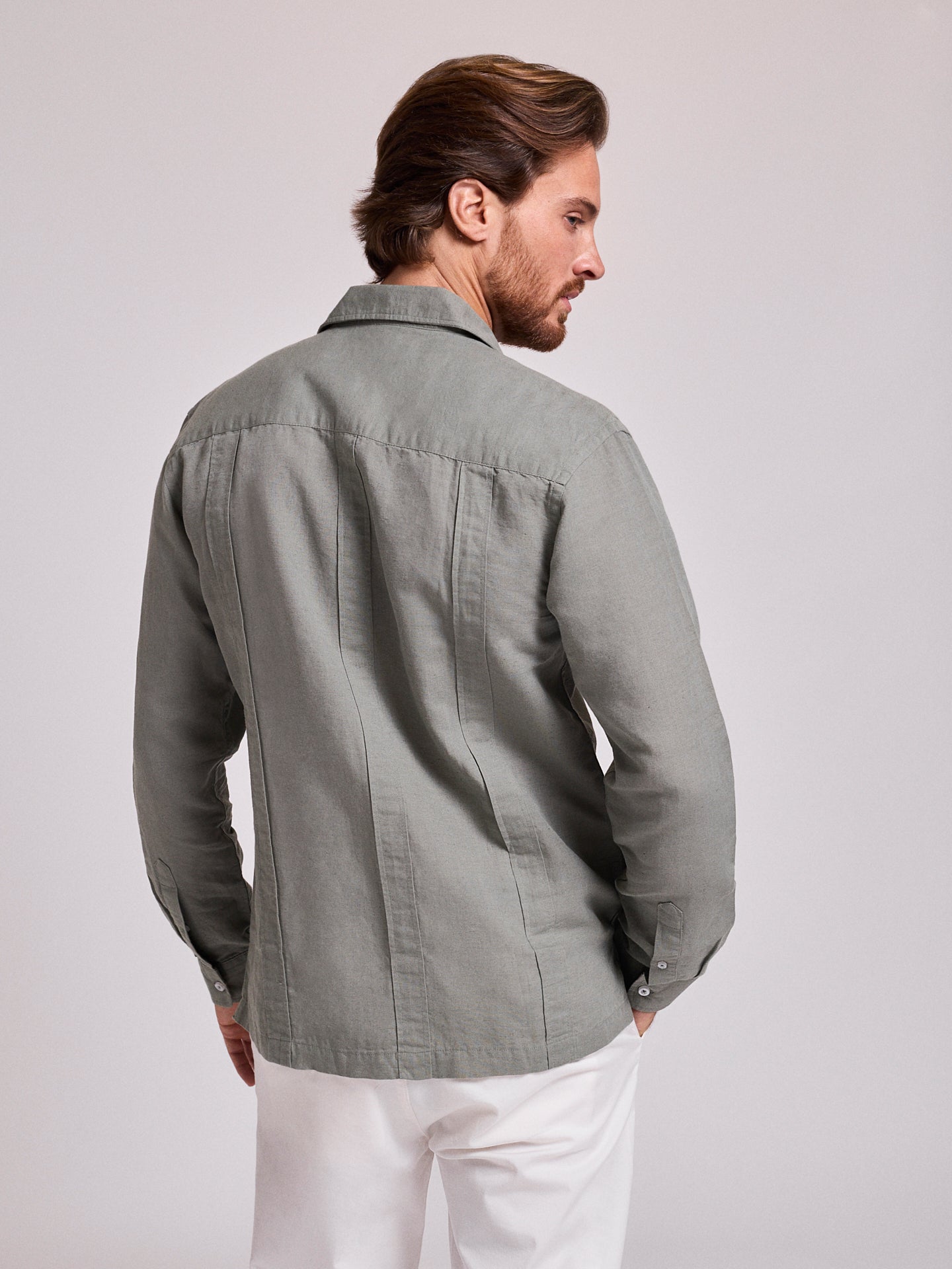 GREEN LINEN SHIRT LONG SLEEVE REGULAR FIT MR. BLUE