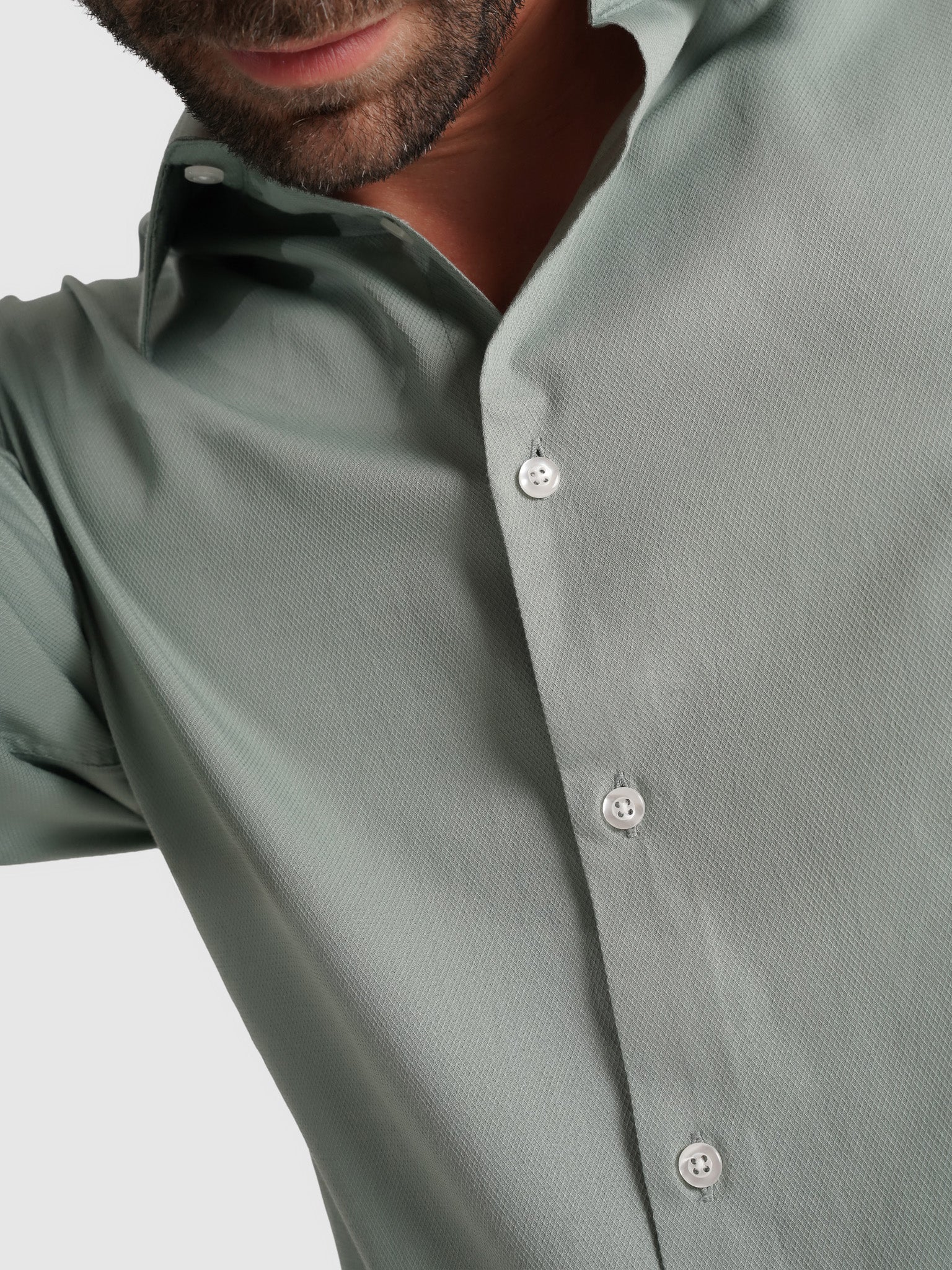 CAMISA ALGODÓN VERDE MANGA LARGA SLIM FIT MR. AZUL