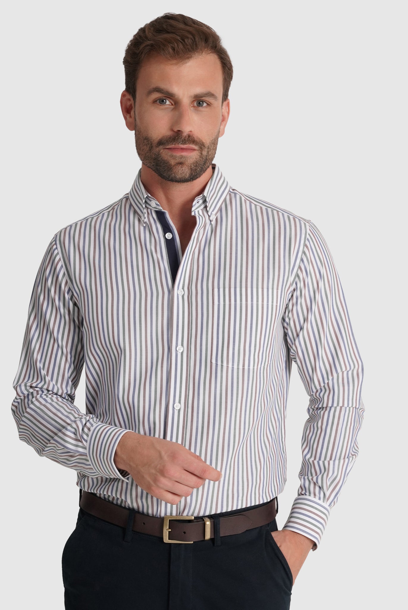 Camisa Algodão Branca Manga Comprida Regular Fit Mr. Blue