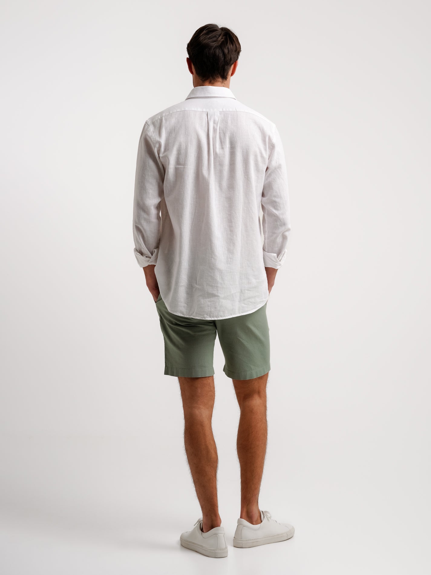 WHITE LINEN SHIRT LONG SLEEVE REGULAR FIT MR. BLUE