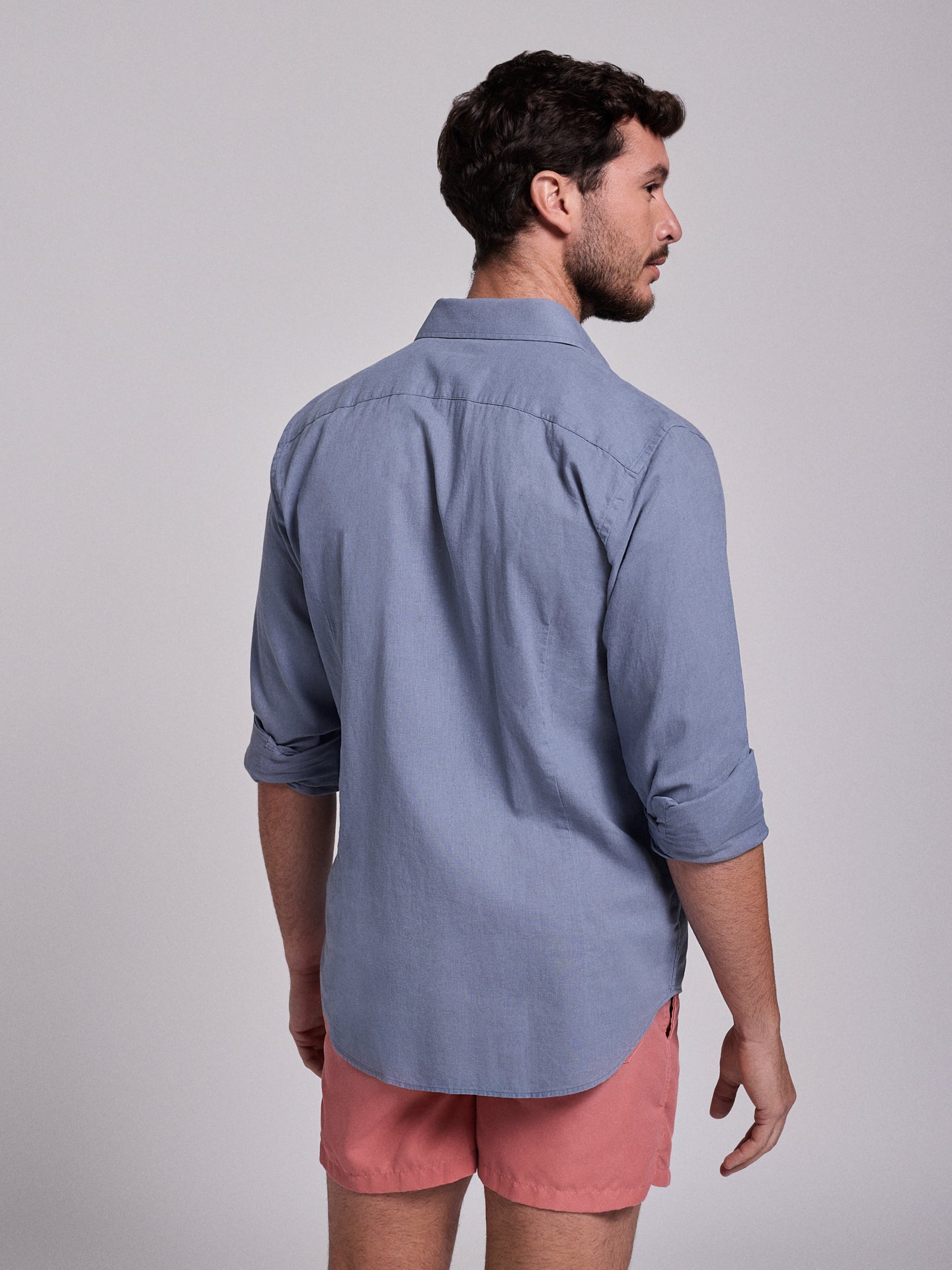 BLUE LINEN SHIRT LONG SLEEVE SLIM FIT MR. BLUE