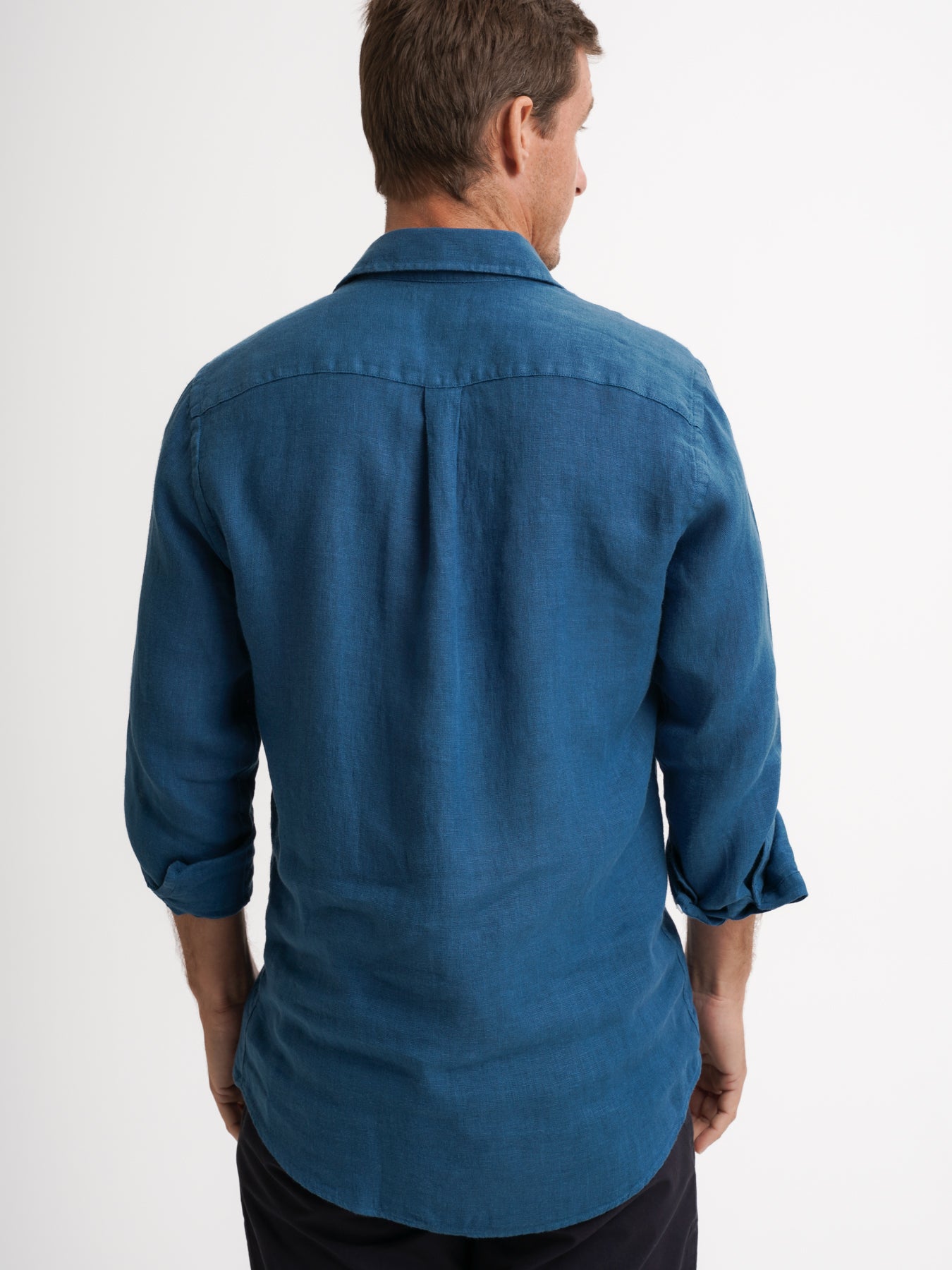 Tailored Fit Blue Linen Shirt Mr. Blue