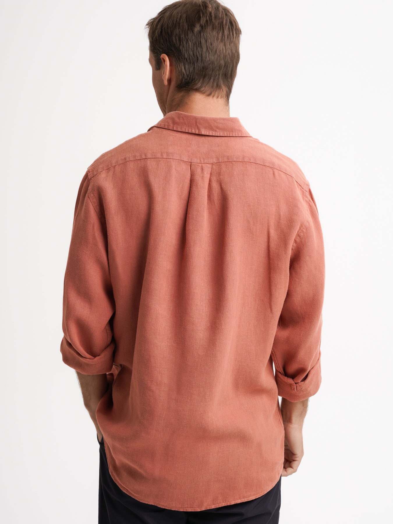 Tailored Fit Pink Linen Shirt Mr. Blue
