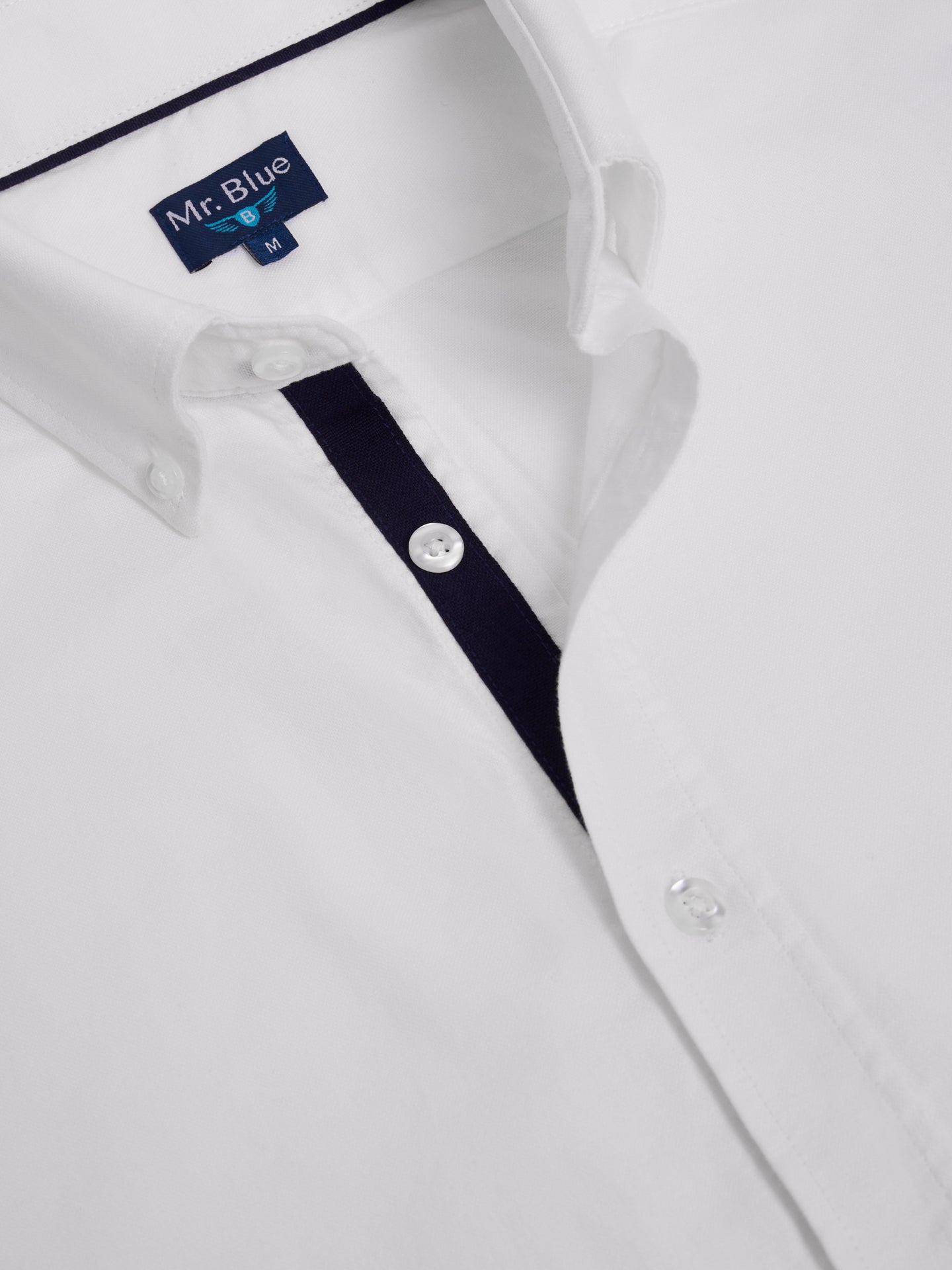 WHITE COTTON SHIRT LONG SLEEVE REGULAR FIT MR. BLUE