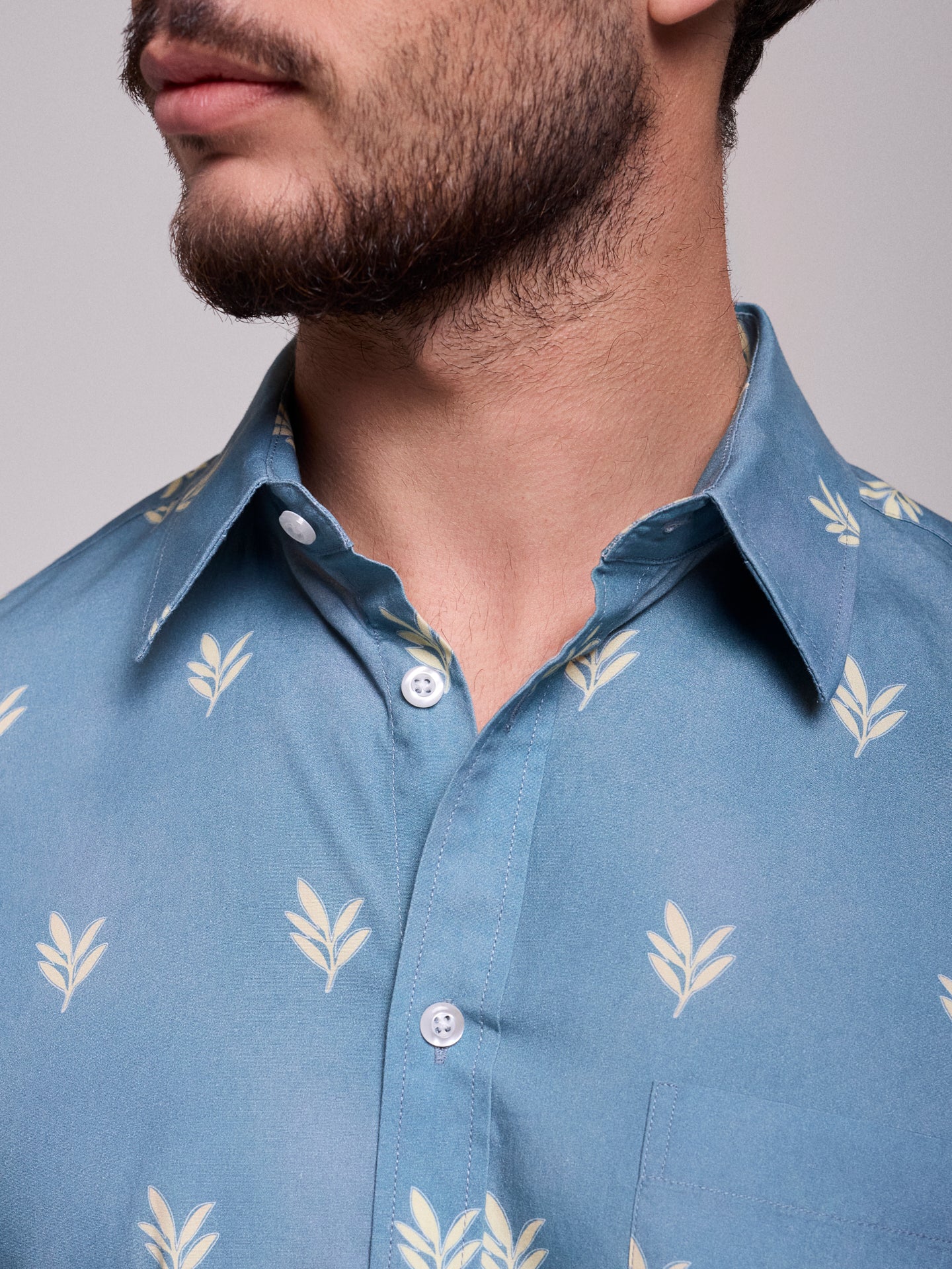 CAMISA ALGODÓN AZUL MANGA CORTA REGULAR FIT MR. AZUL