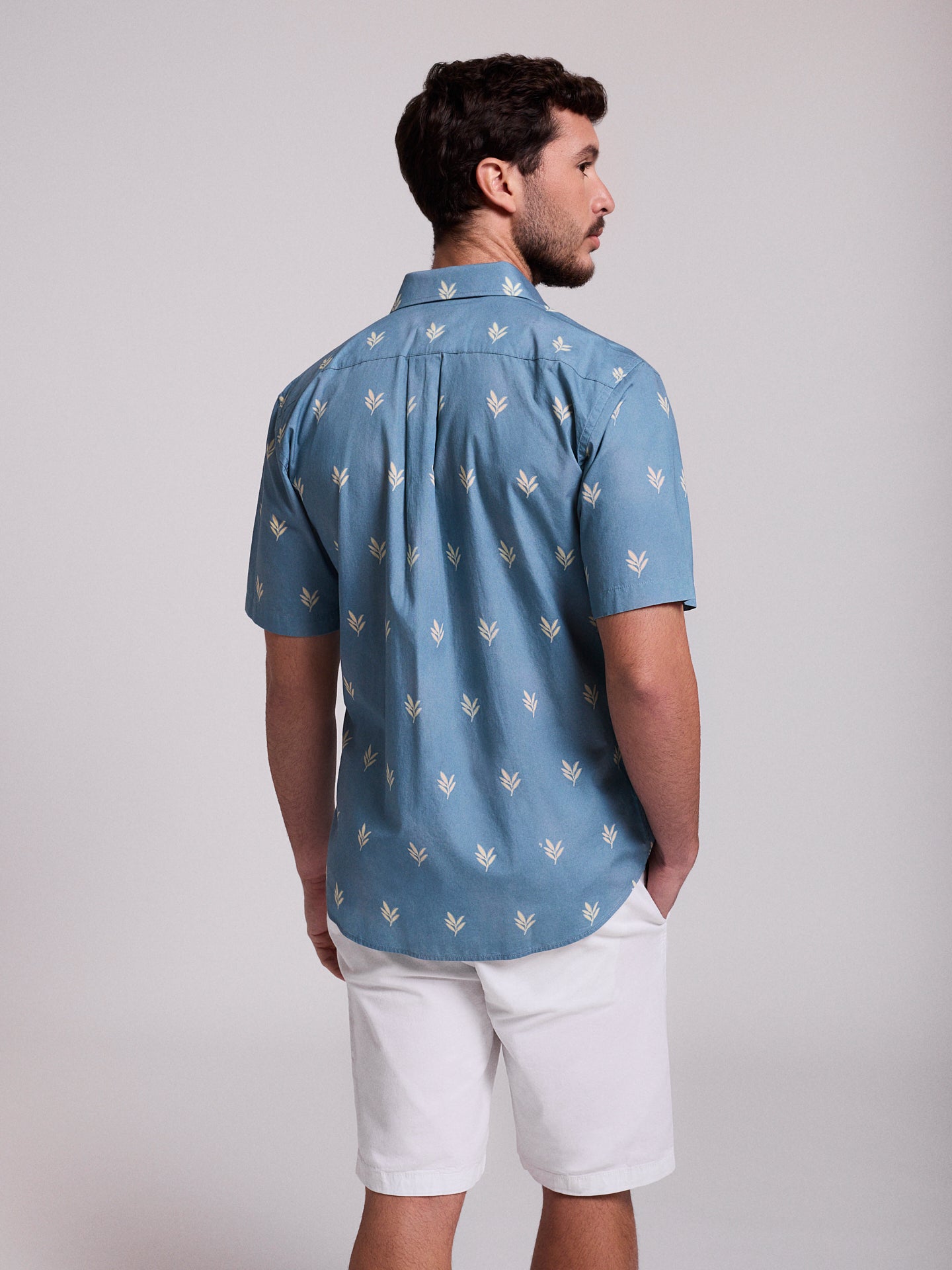 CAMISA ALGODÓN AZUL MANGA CORTA REGULAR FIT MR. AZUL