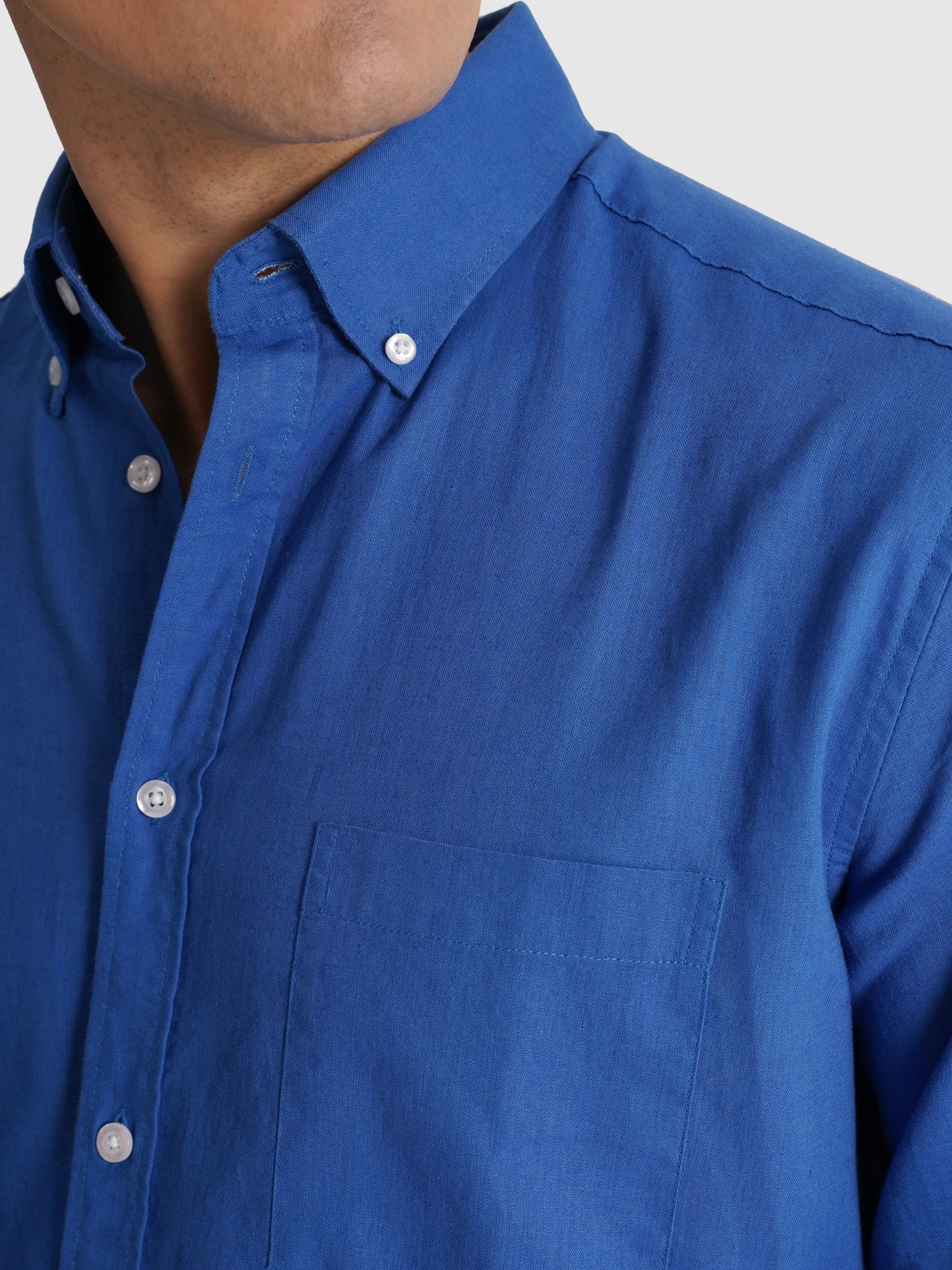 BLUE LONG SLEEVE REGULAR FIT MR SHIRT. BLUE
