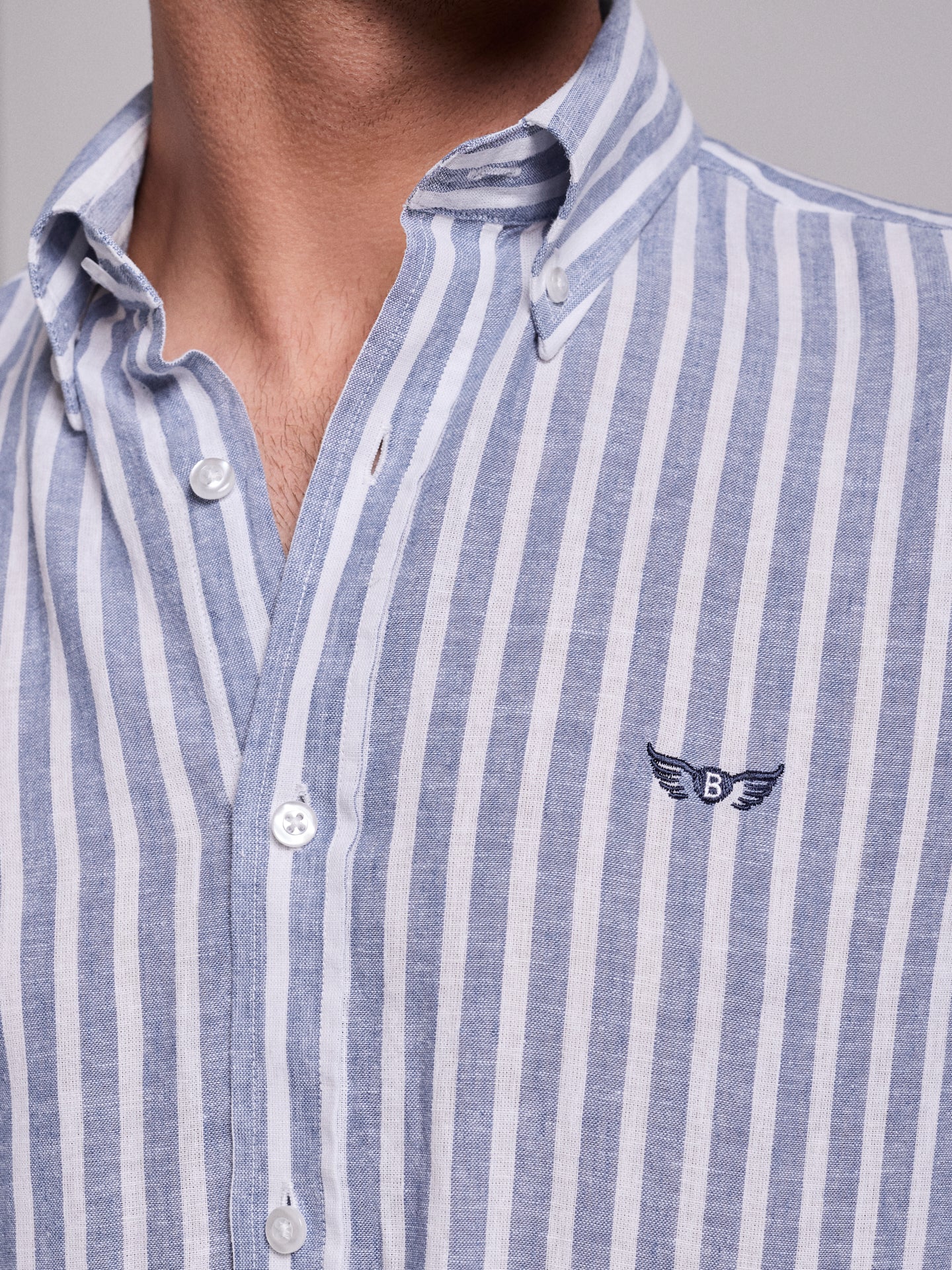 BLUE LINEN SHIRT LONG SLEEVE REGULAR FIT MR. BLUE