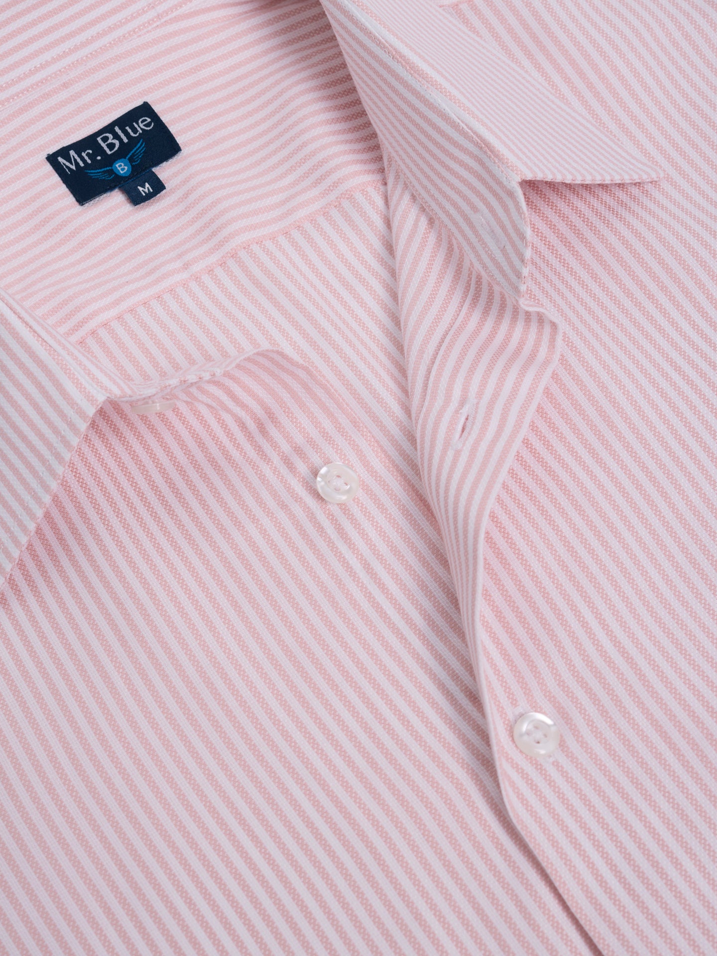 PINK COTTON LONG SLEEVE SLIM FIT MR SHIRT. BLUE