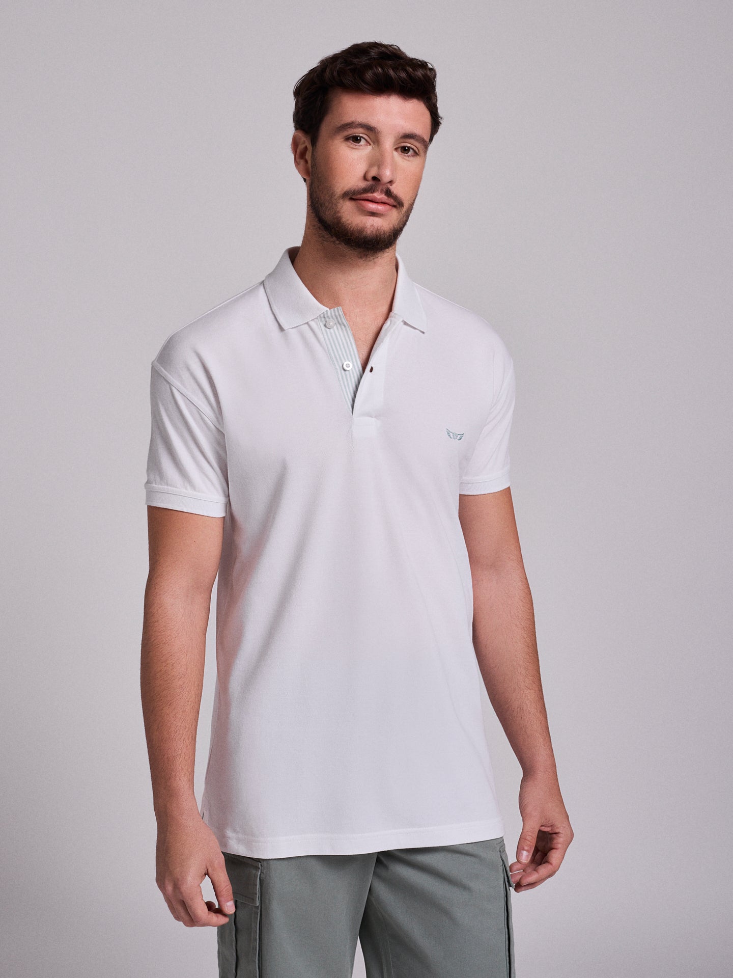 WHITE POLO SHORT SLEEVES REGULAR FIT MR. BLUE