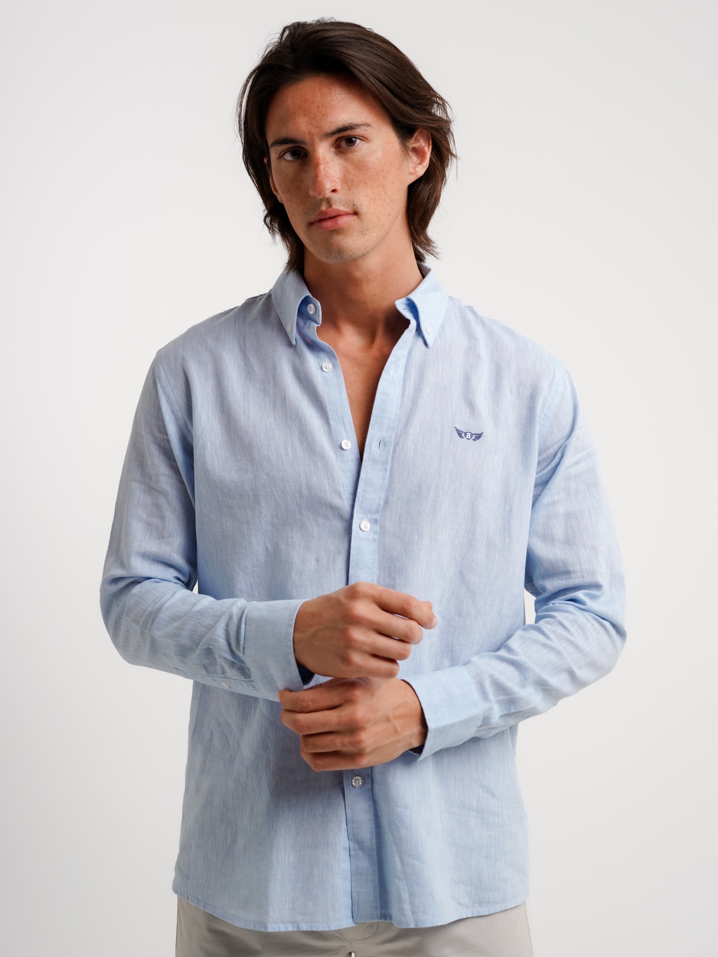 BLUE LINEN SHIRT LONG SLEEVE REGULAR FIT MR. BLUE