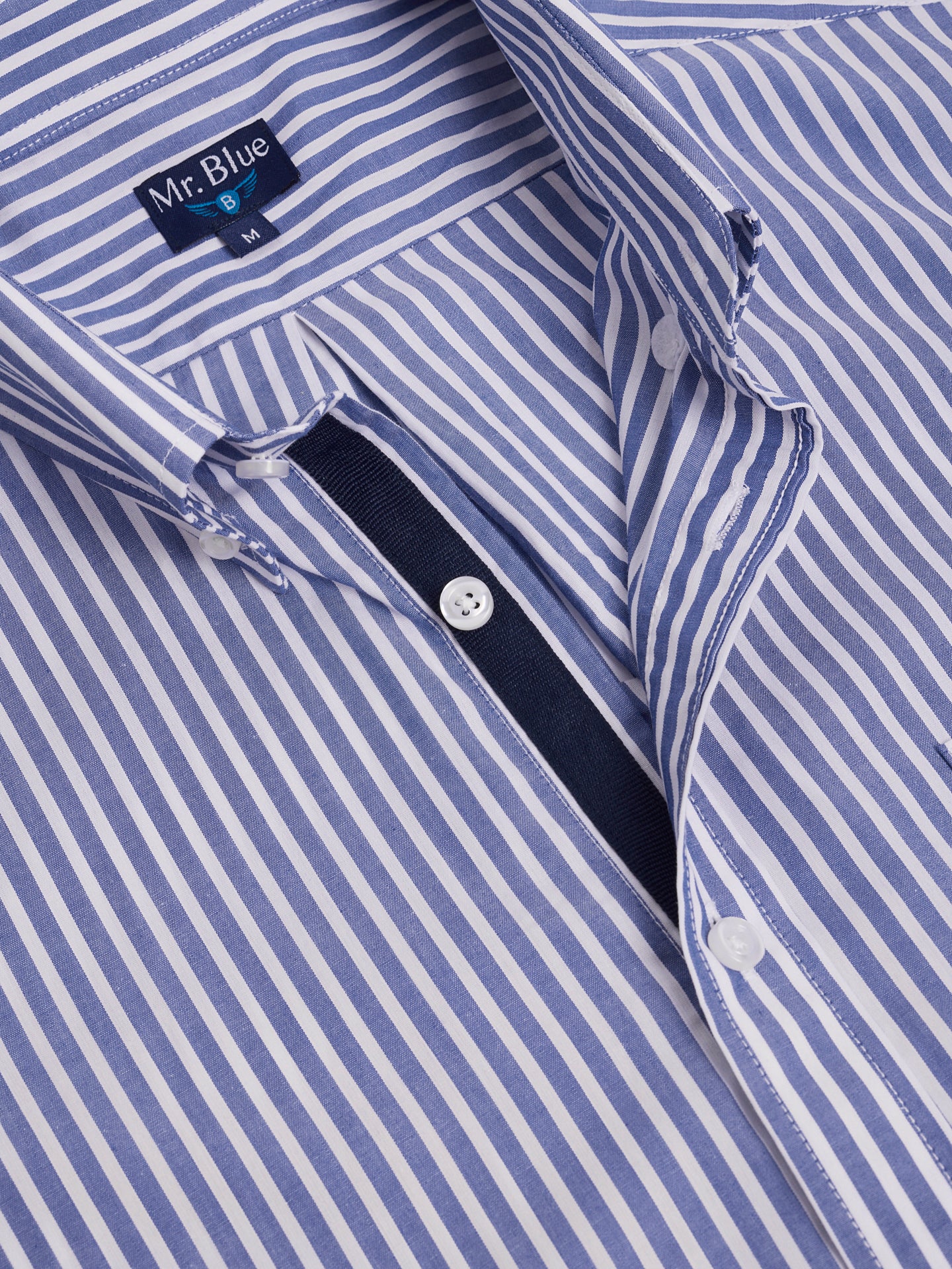 CAMISA ALGODÃO AZUL MANGA CURTA REGULAR FIT MR. BLUE