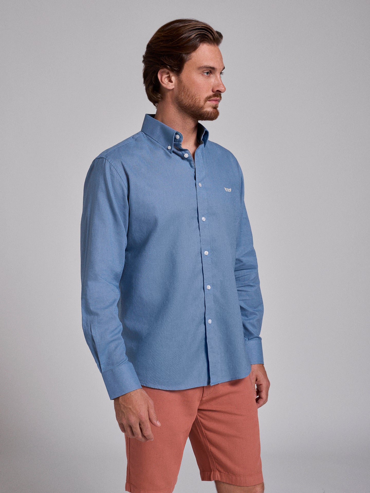 BLUE LINEN SHIRT LONG SLEEVE REGULAR FIT MR. BLUE