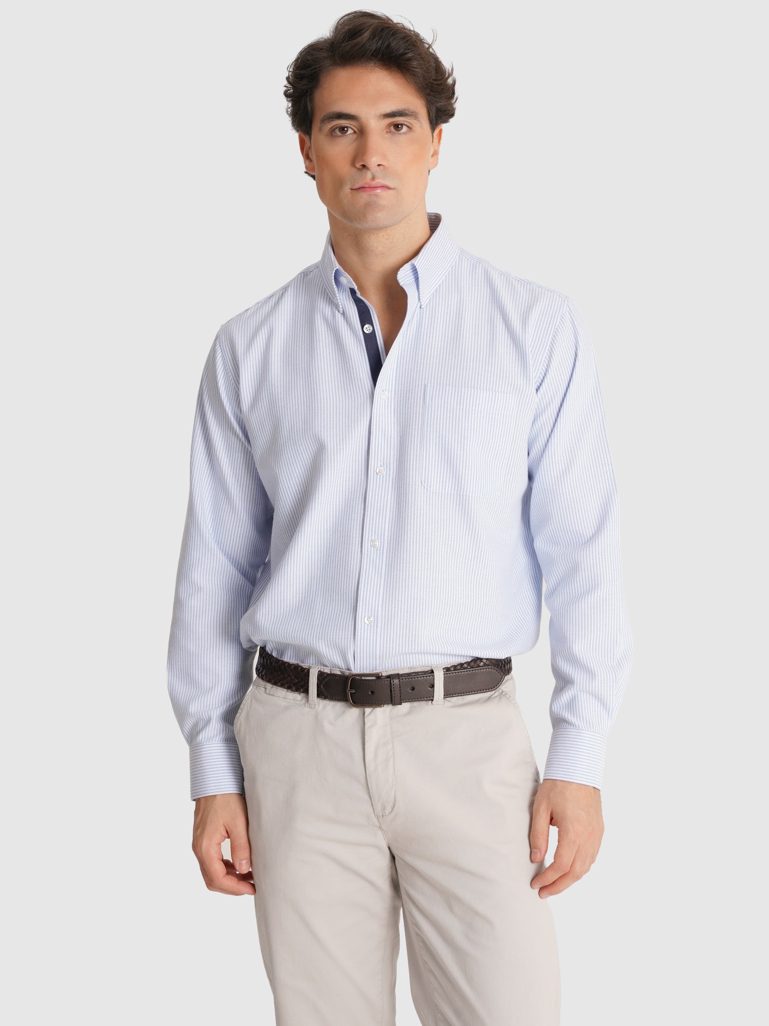 BLUE LONG SLEEVE REGULAR FIT MR SHIRT. BLUE