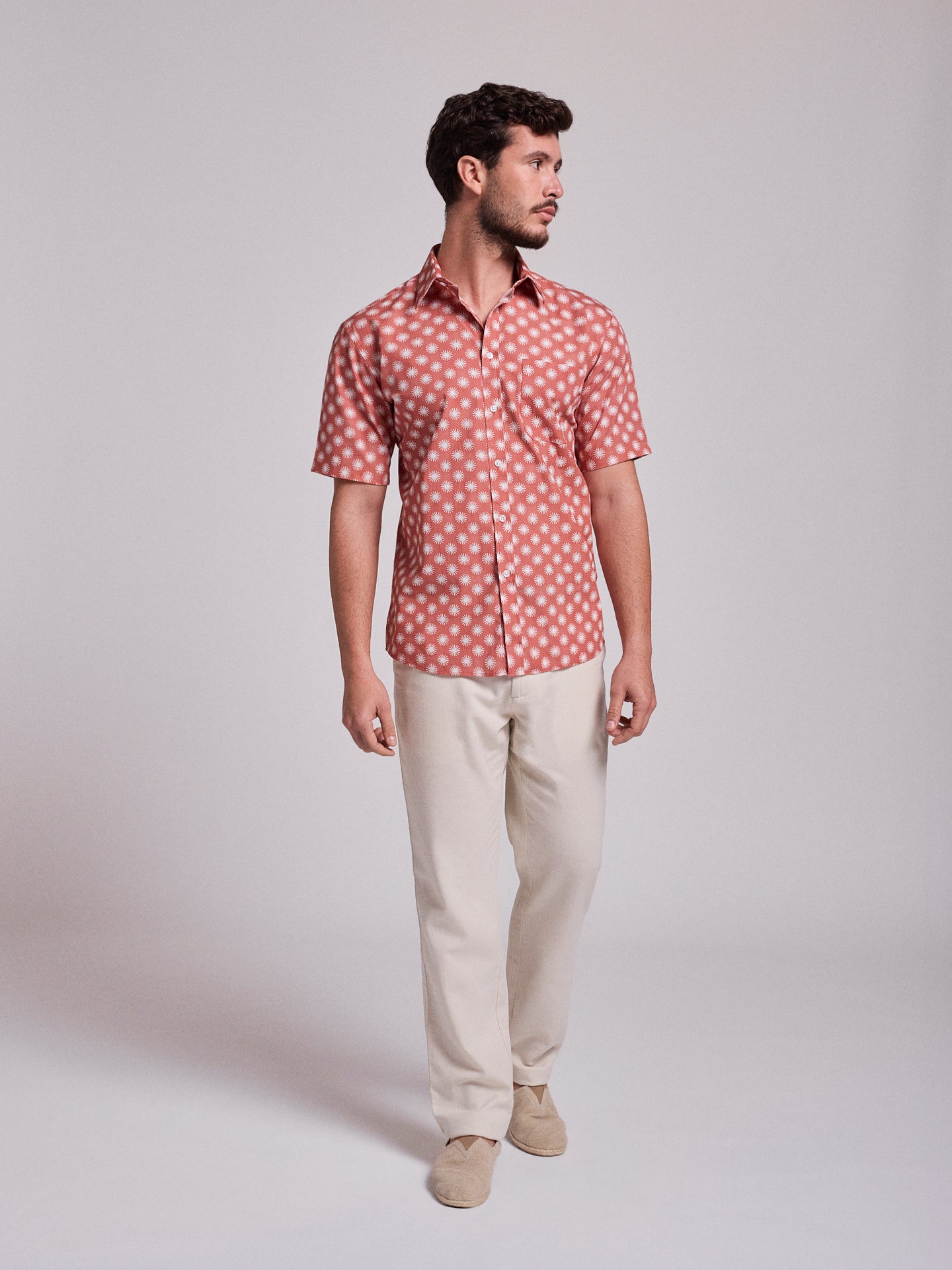 PINK COTTON SHIRT SHORT SLEEVE REGULAR FIT MR. BLUE