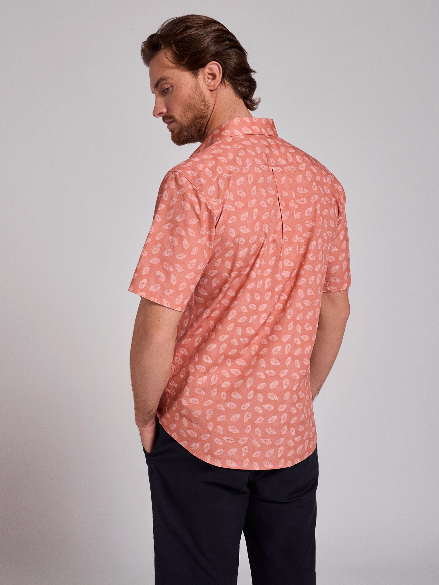 ORANGE COTTON SHIRT SHORT SLEEVE REGULAR FIT MR. BLUE