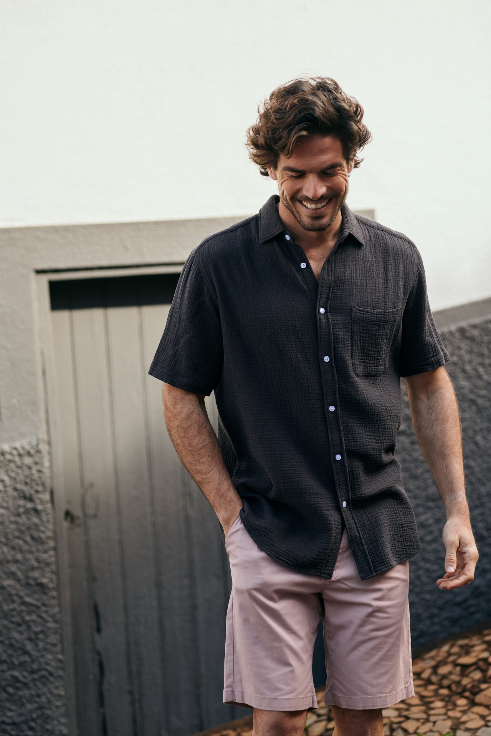 GRIS MANGA CORTA REGULAR FIT MR. AZUL
