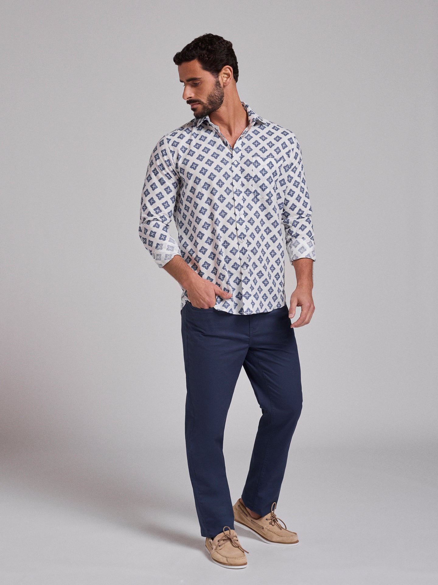 BLUE LINEN SHIRT LONG SLEEVE REGULAR FIT MR. BLUE