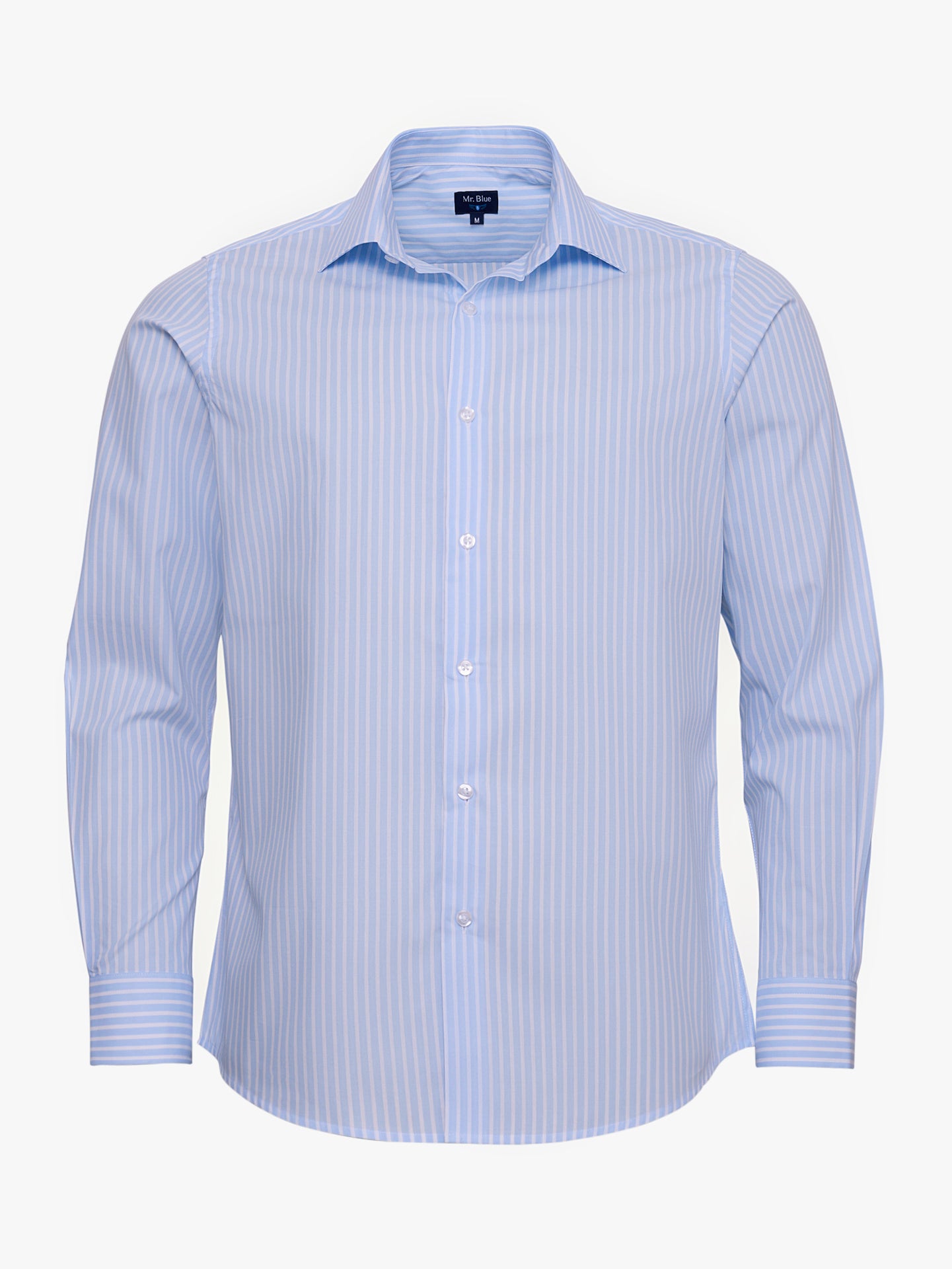 Camisa Algodão Azul Manga Comprida Slim Fit Mr. Blue