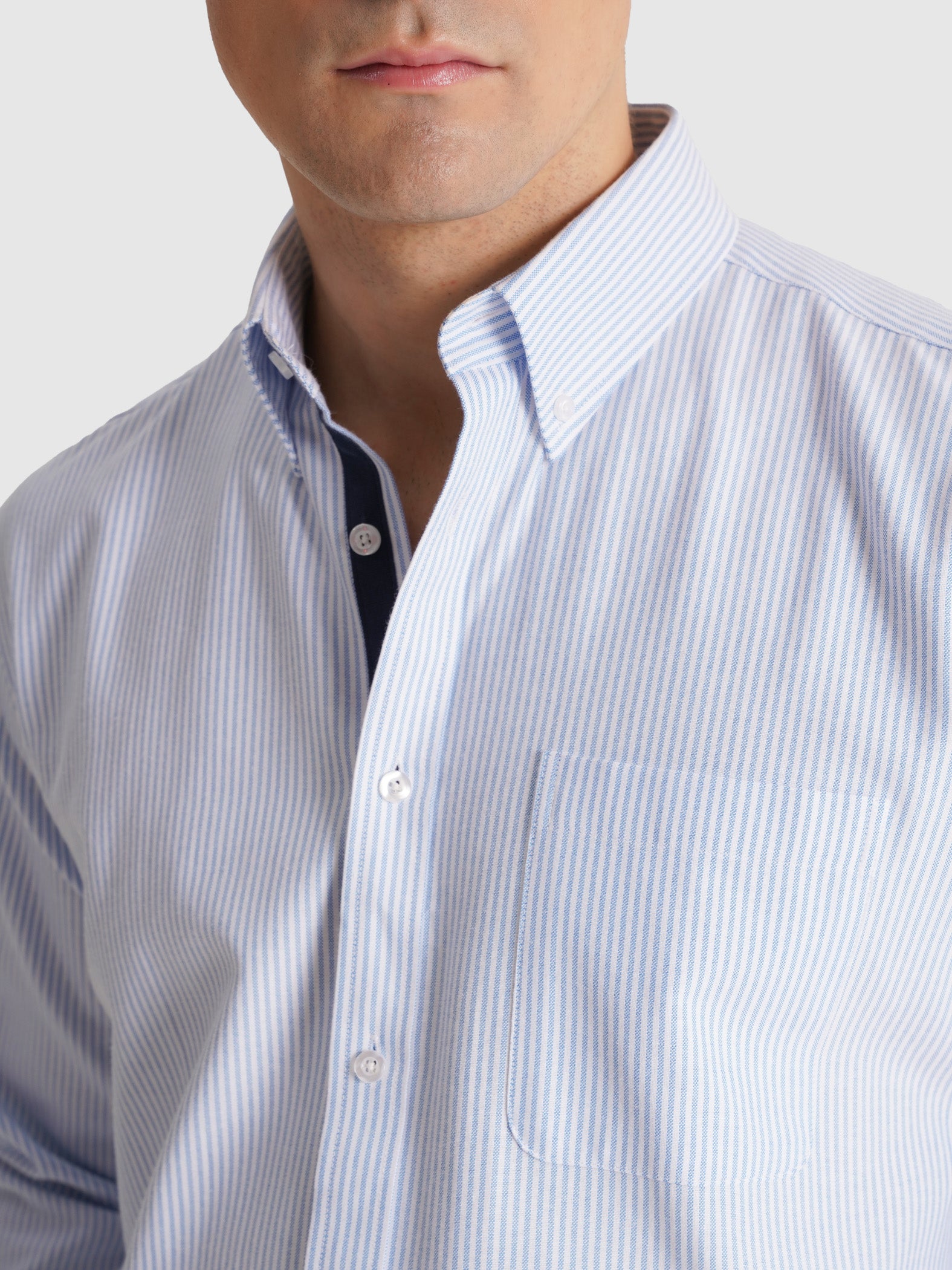 BLUE LONG SLEEVE REGULAR FIT MR SHIRT. BLUE