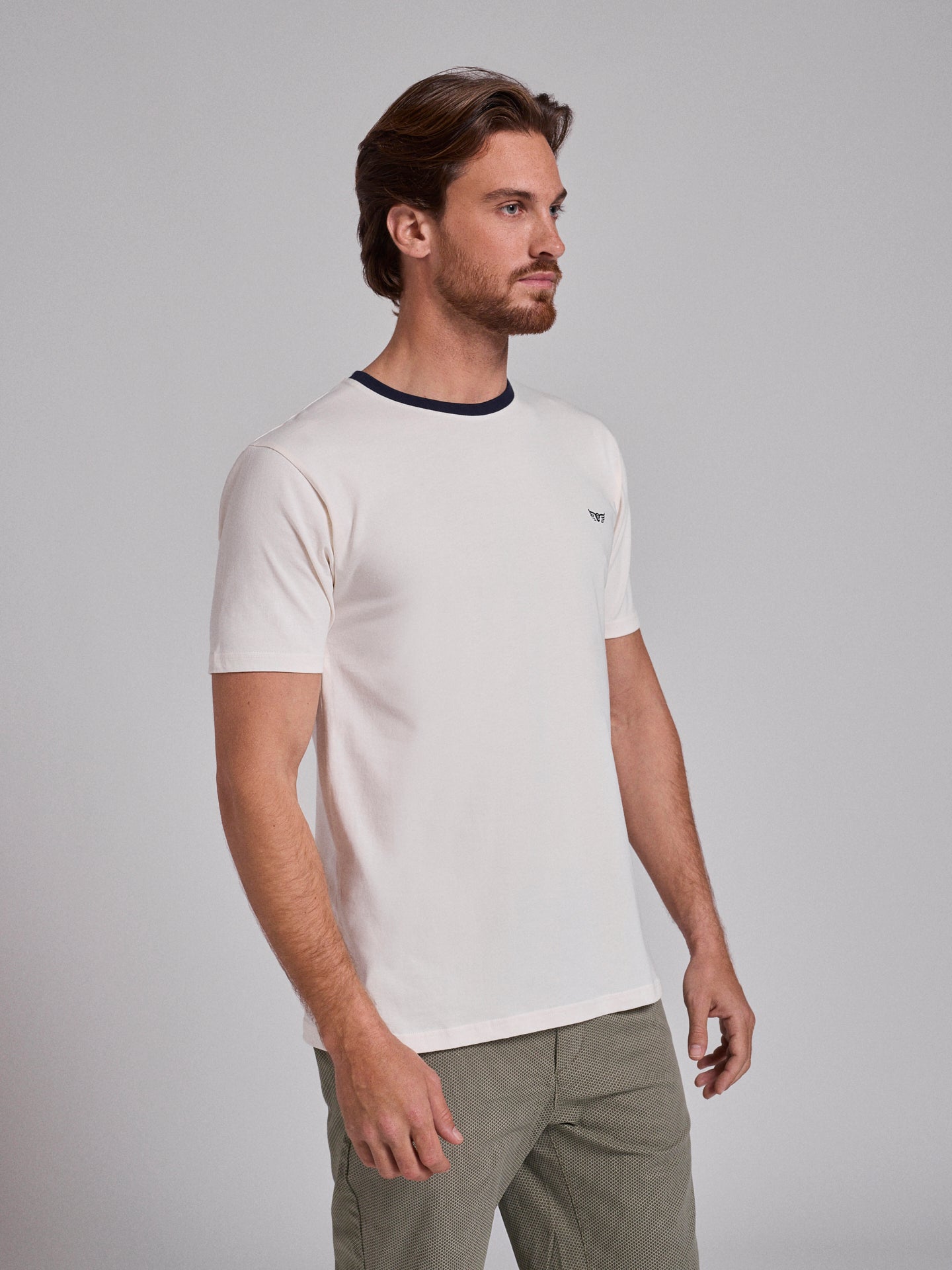 CAMISETA DE ALGODÓN BLANCA MANGA CORTA REGULAR FIT MR. AZUL