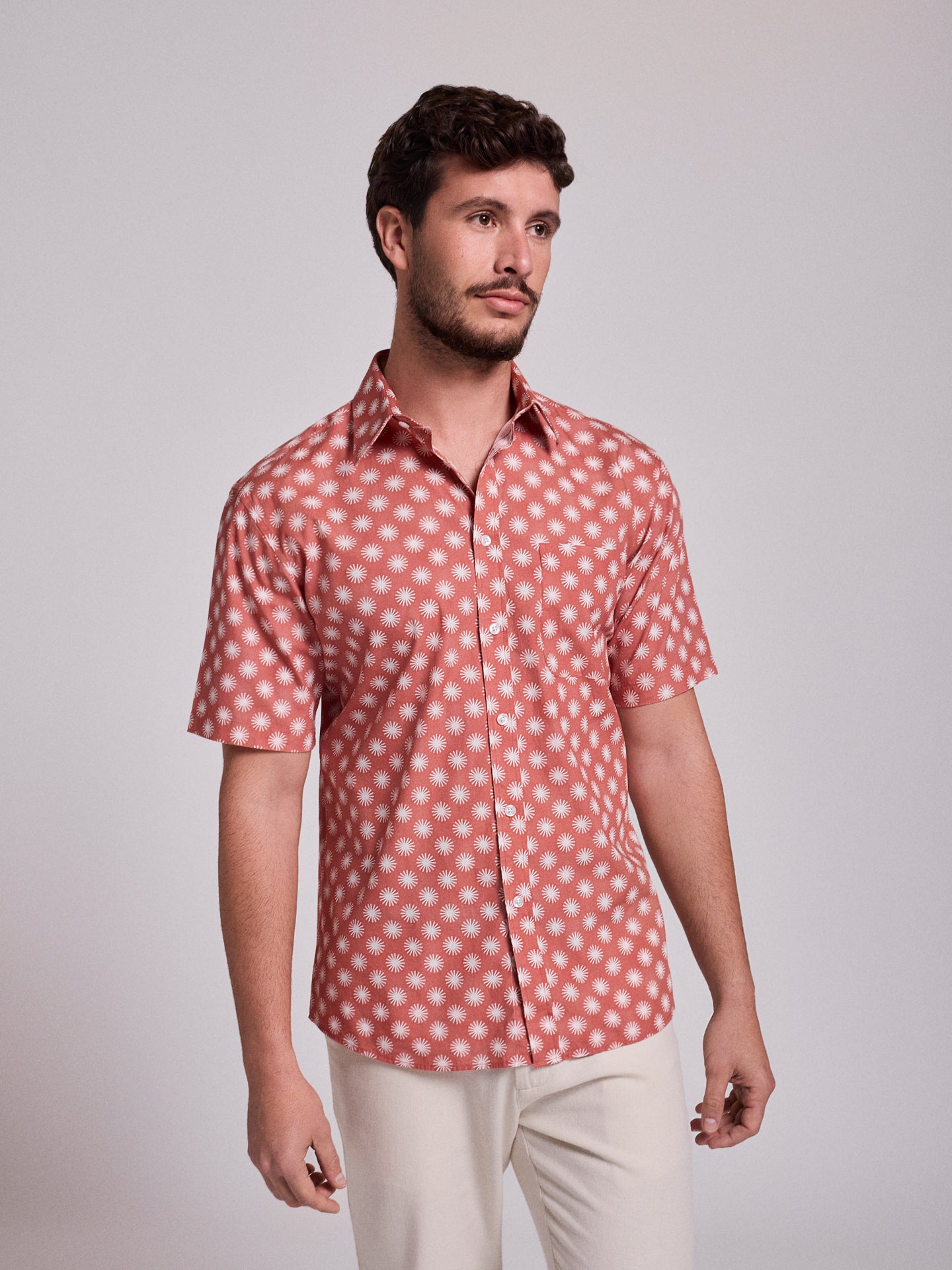 PINK COTTON SHIRT SHORT SLEEVE REGULAR FIT MR. BLUE