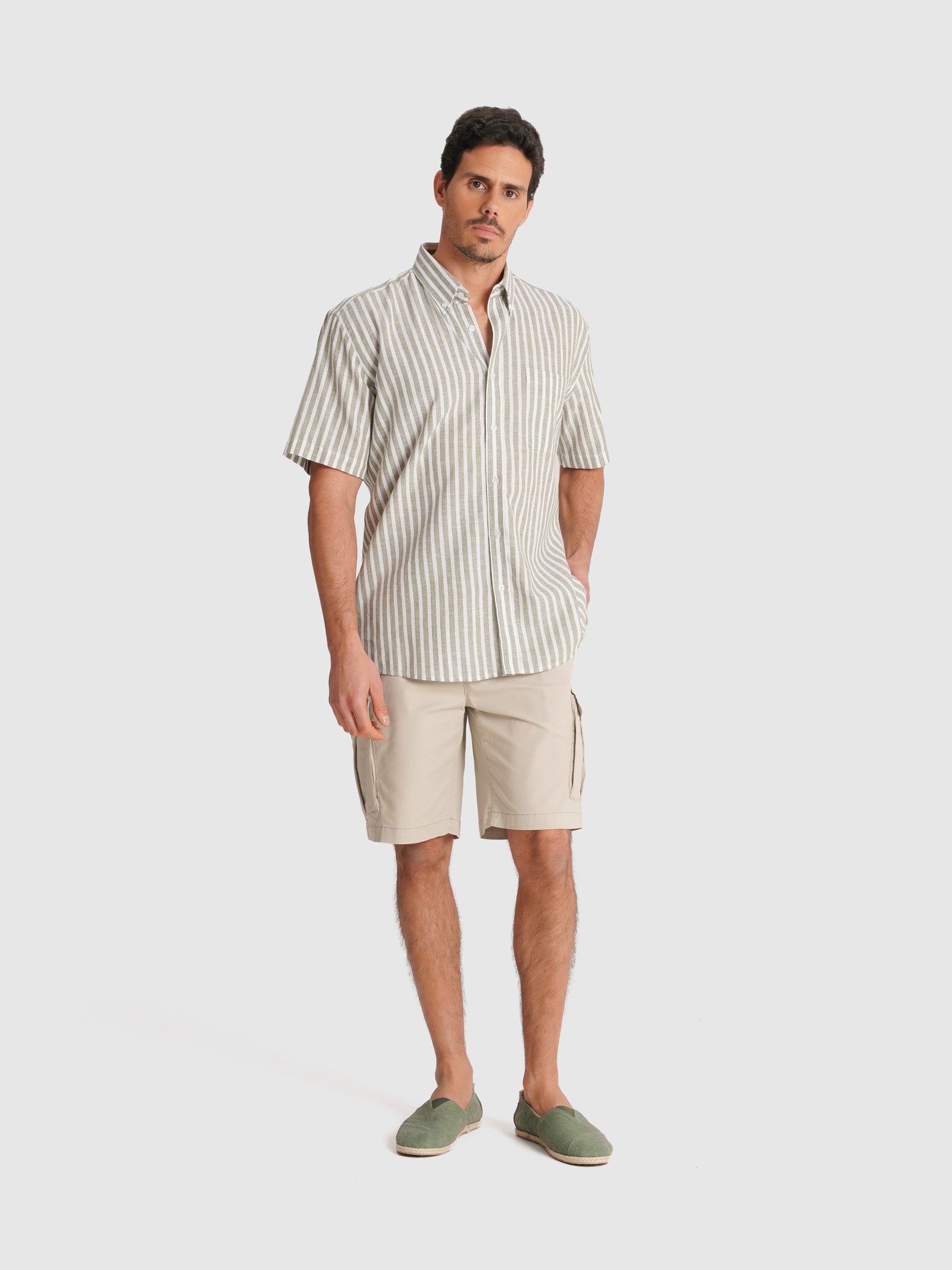 CAMISA VERDE MANGA CORTA REGULAR FIT MR. AZUL