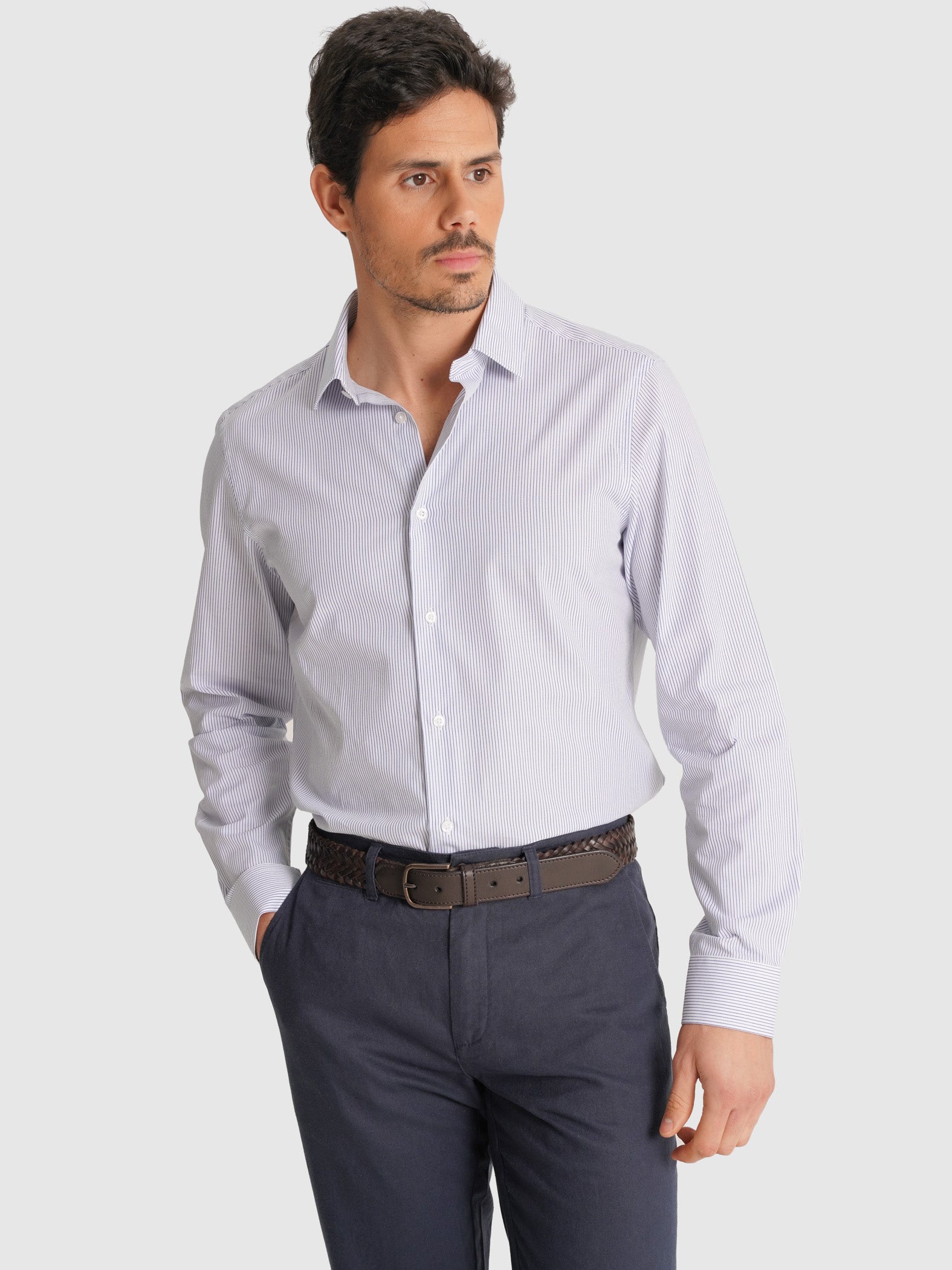 CAMISA OXFORD AZUL MANGA LARGA SLIM FIT MR. AZUL