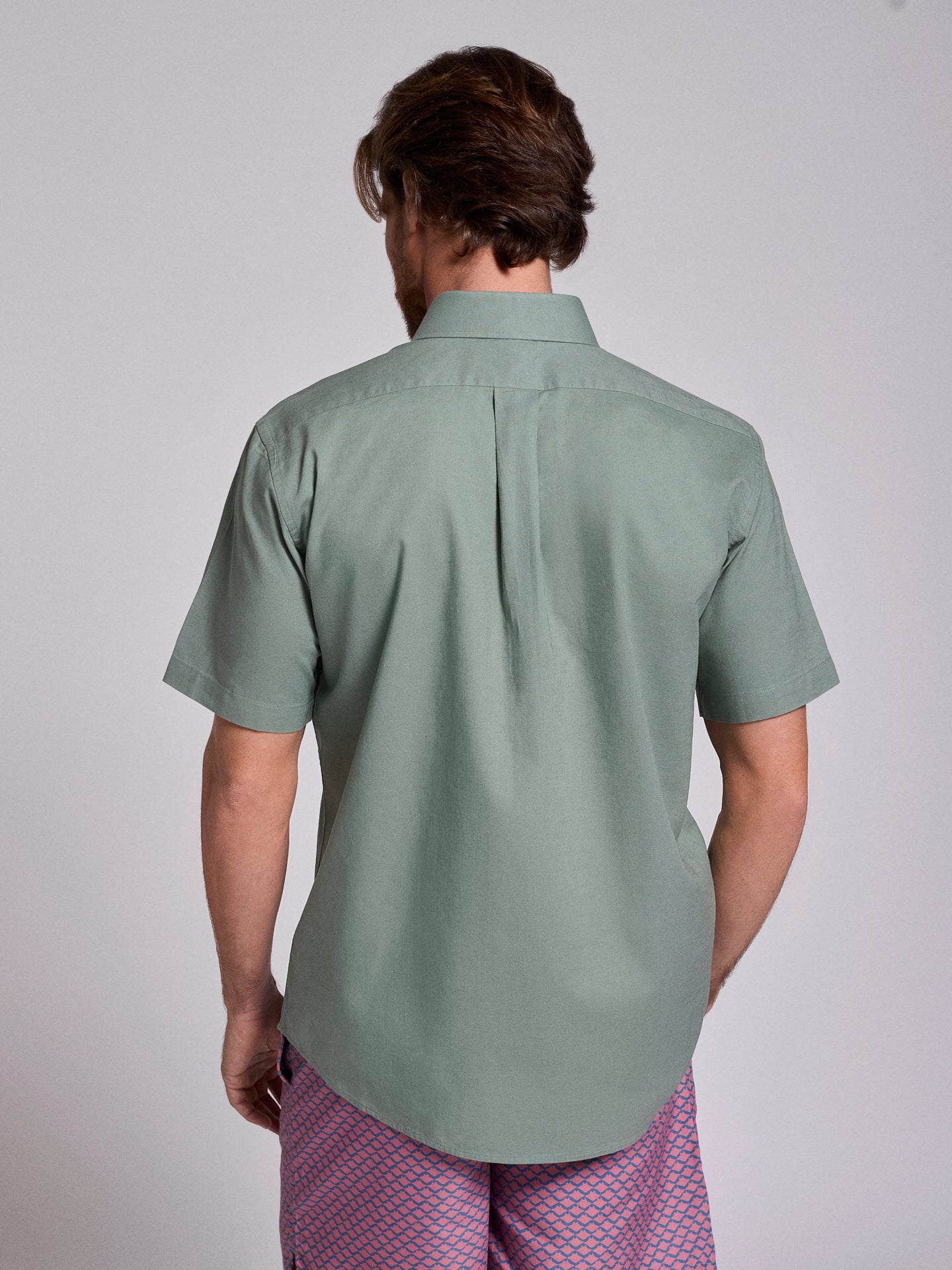 GREEN LINEN SHIRT SHORT SLEEVE REGULAR FIT MR. BLUE