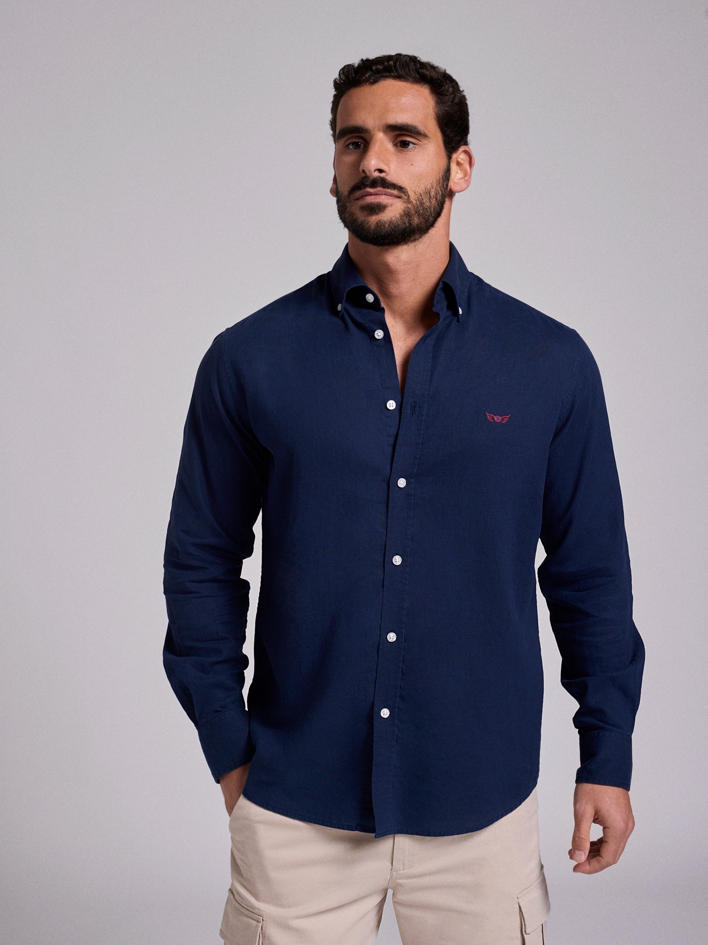 BLUE LINEN SHIRT LONG SLEEVE REGULAR FIT MR. BLUE