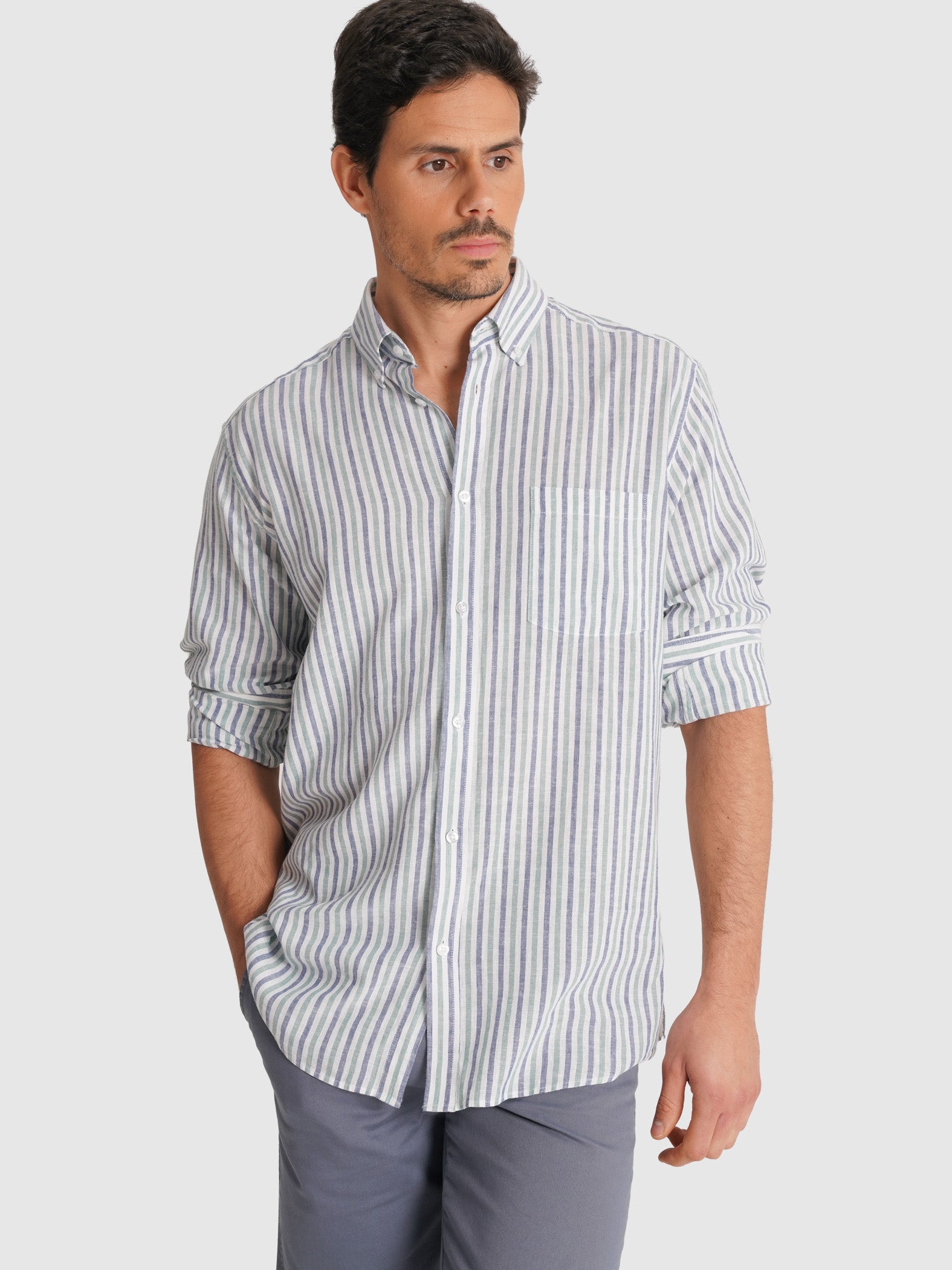 LONG SLEEVE GREEN SHIRT REGULAR FIT MR. BLUE