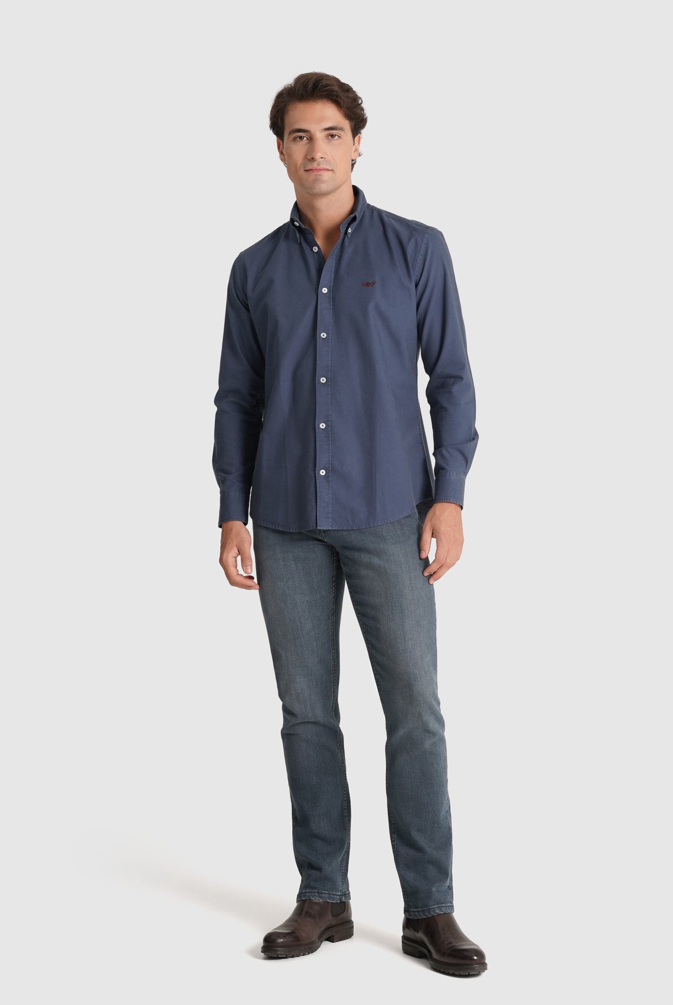 Camisa Algodão Azul Manga Comprida Regular Fit Mr. Blue