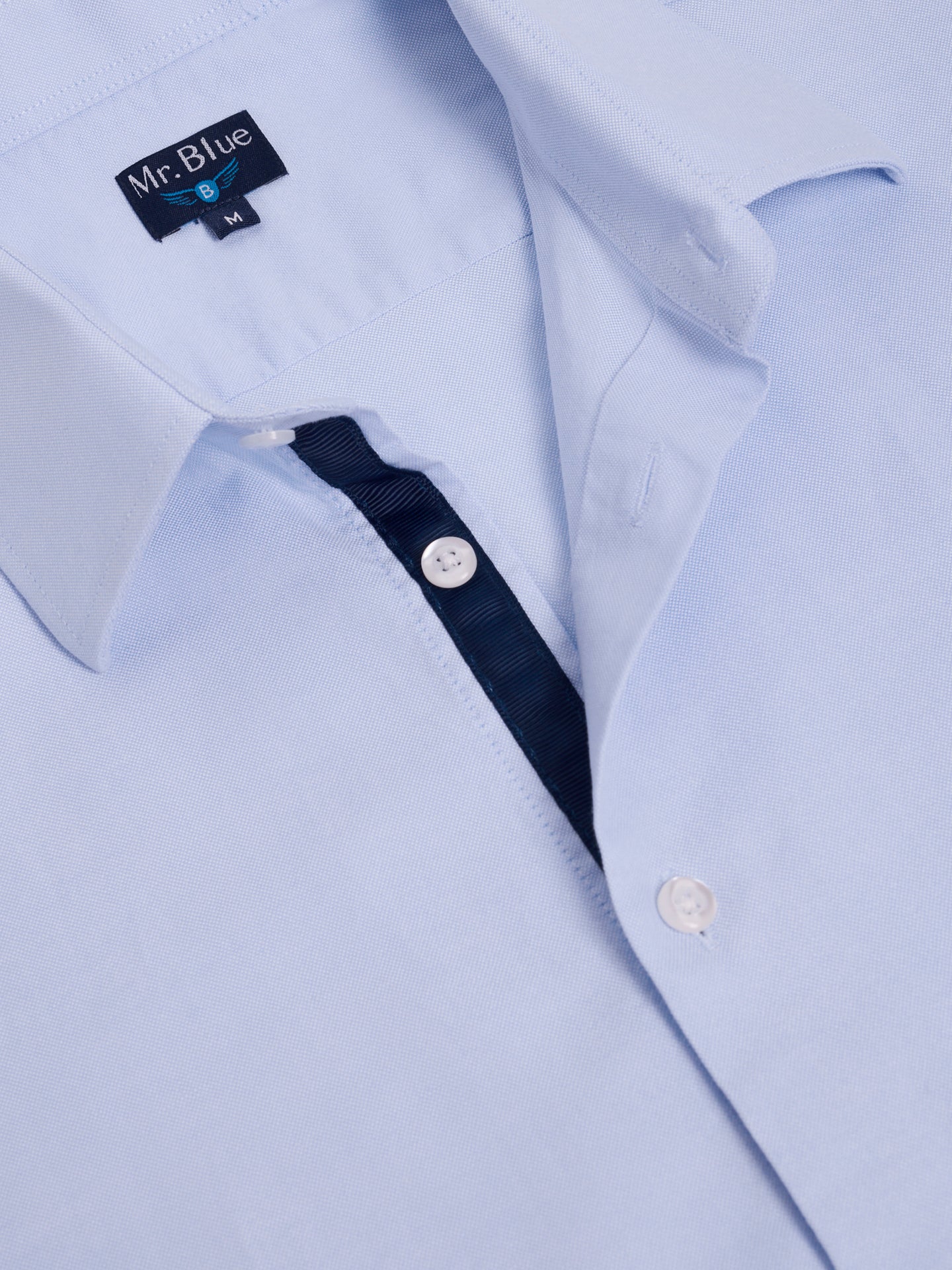 Camisa Algodão Azul Manga Comprida Slim Fit Mr. Blue