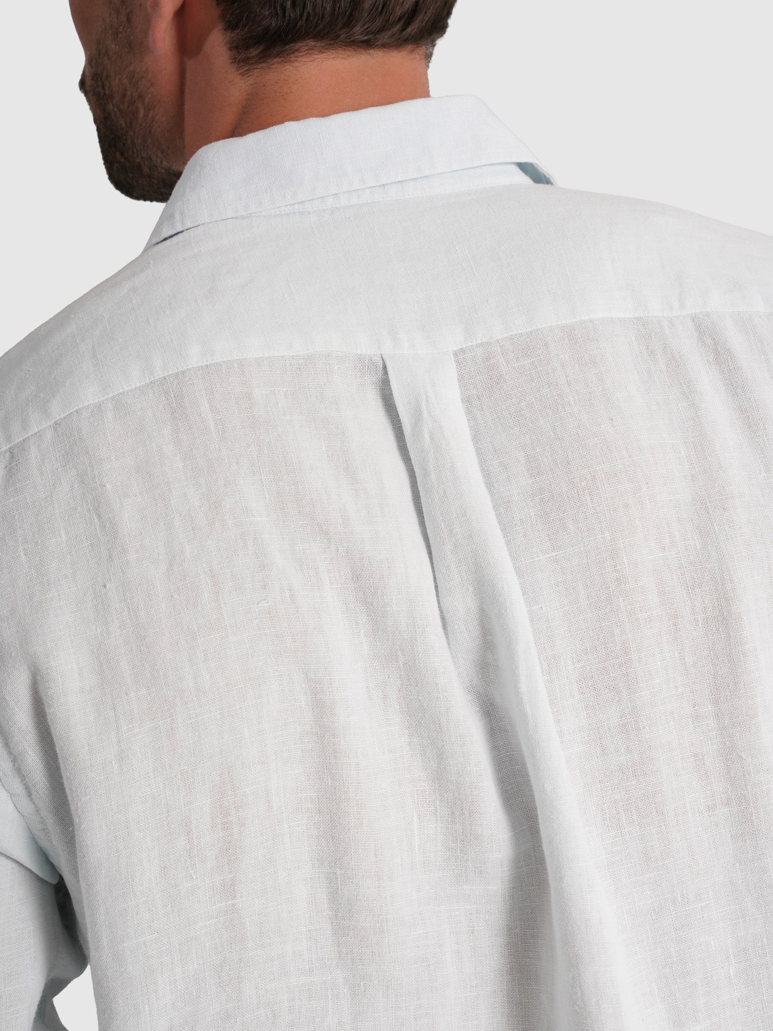 Camisa Linho Azul Manga Comprida Tailored Fit Mr. Blue