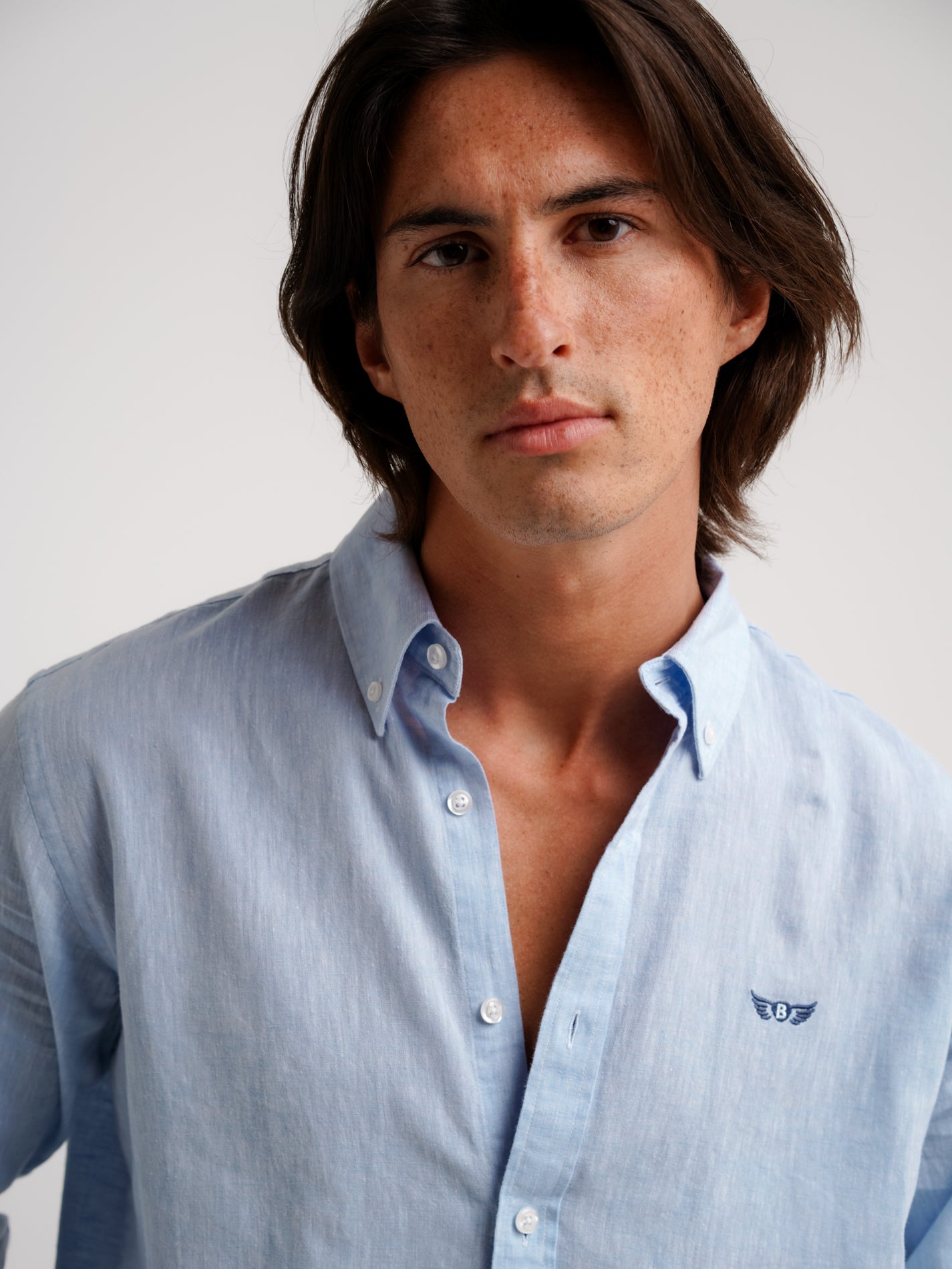 BLUE LINEN SHIRT LONG SLEEVE REGULAR FIT MR. BLUE