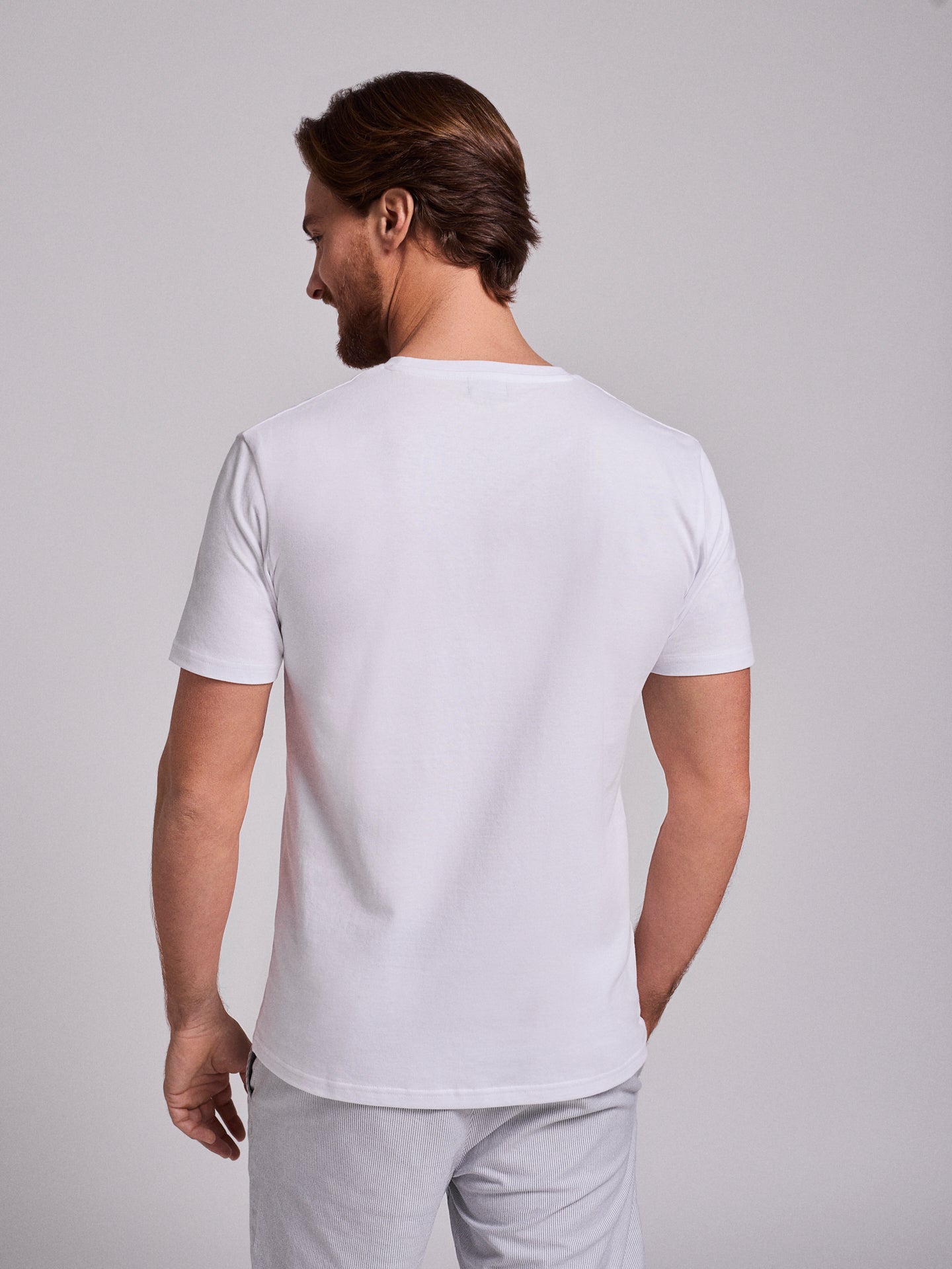 CAMISETA DE ALGODÓN BLANCA MANGA CORTA REGULAR FIT MR. AZUL