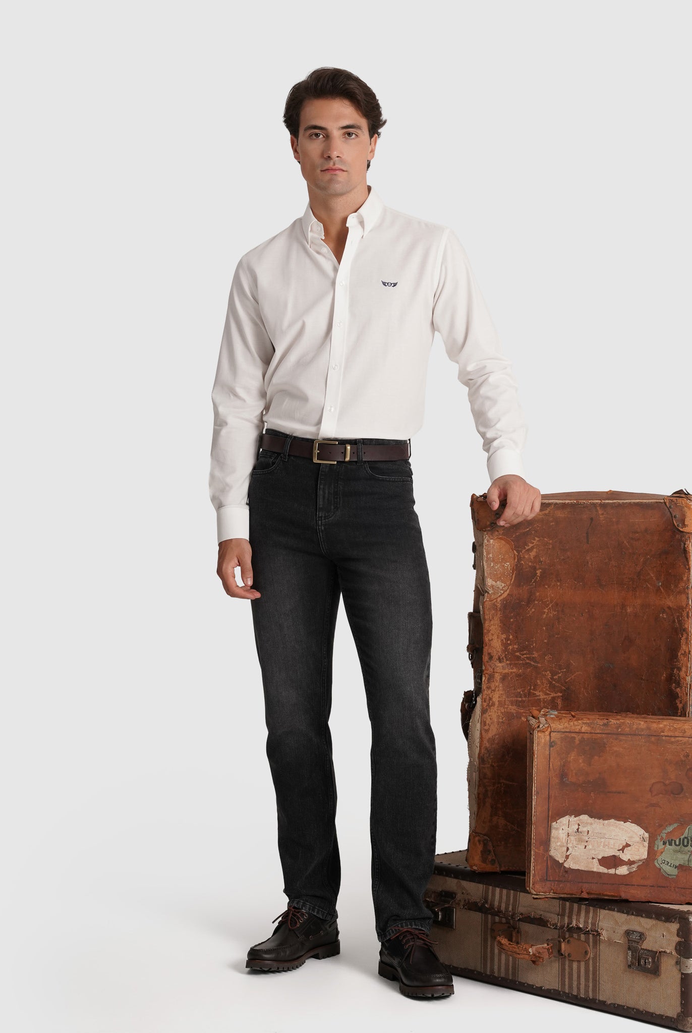 Camisa Algodão Branca Manga Comprida Regular Fit Mr. Blue