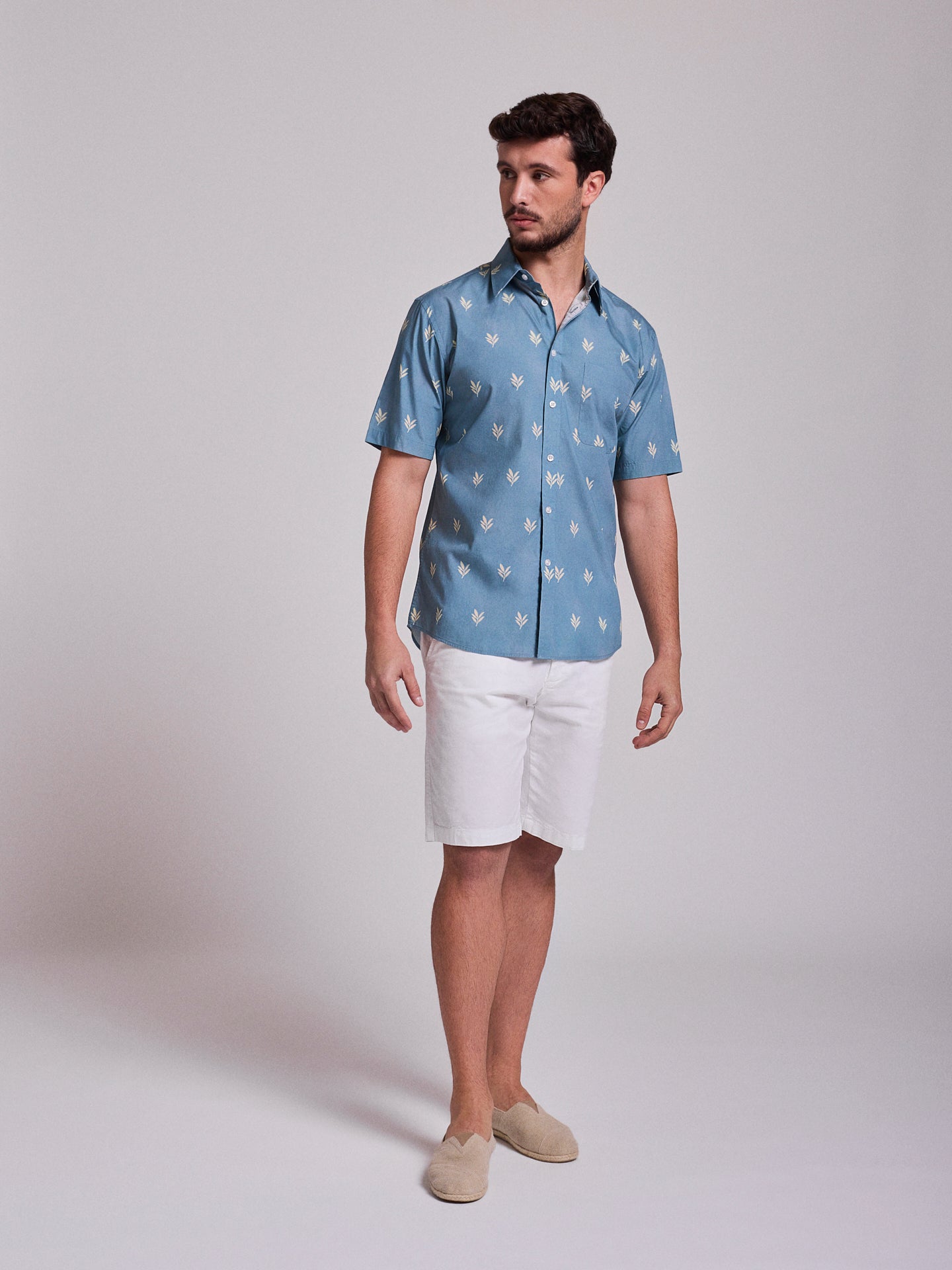 CAMISA ALGODÓN AZUL MANGA CORTA REGULAR FIT MR. AZUL