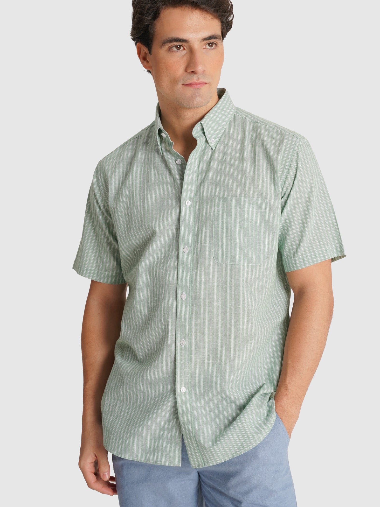 CAMISA VERDE MANGA CORTA REGULAR FIT MR. AZUL