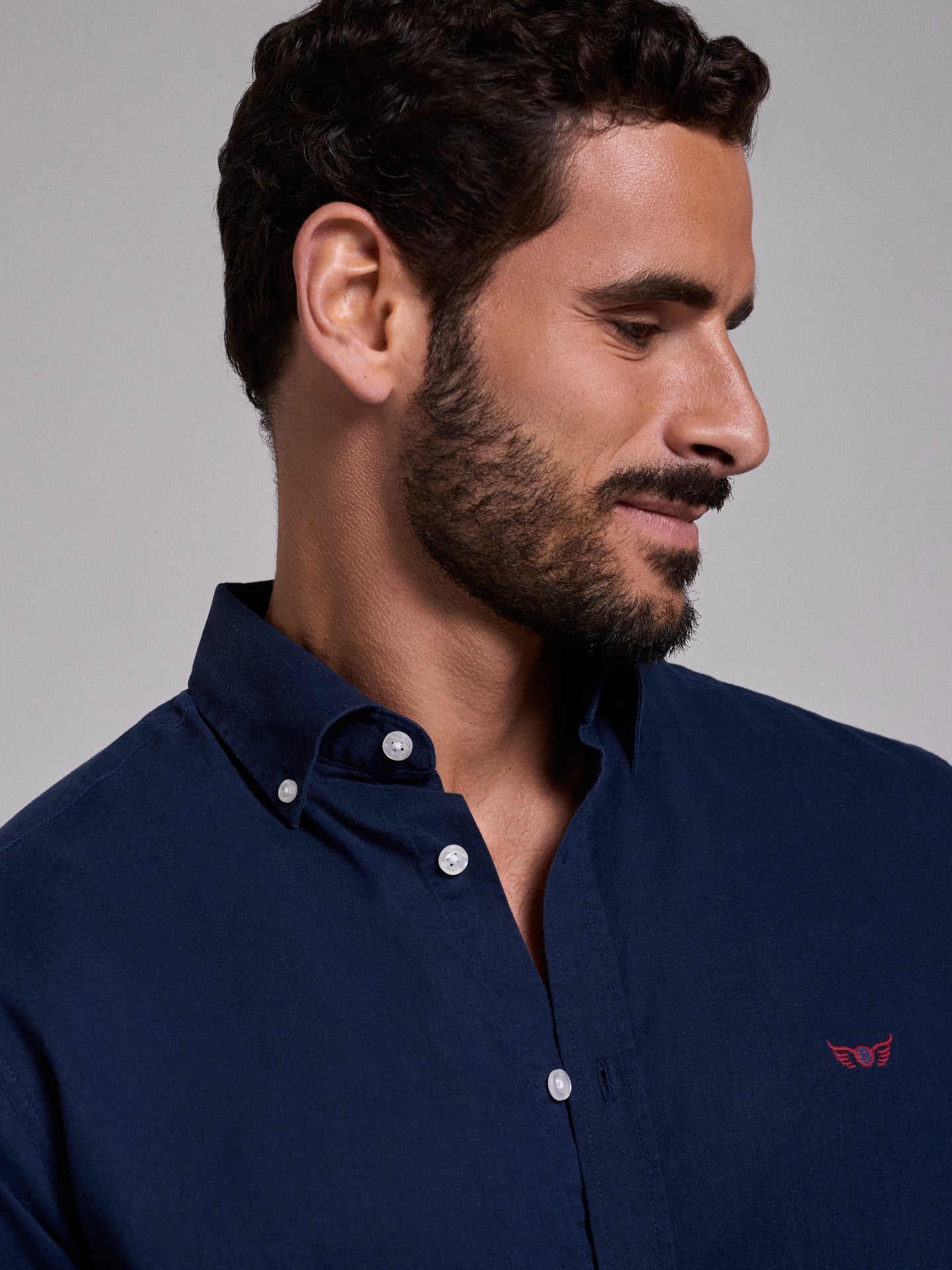 BLUE LINEN SHIRT LONG SLEEVE REGULAR FIT MR. BLUE