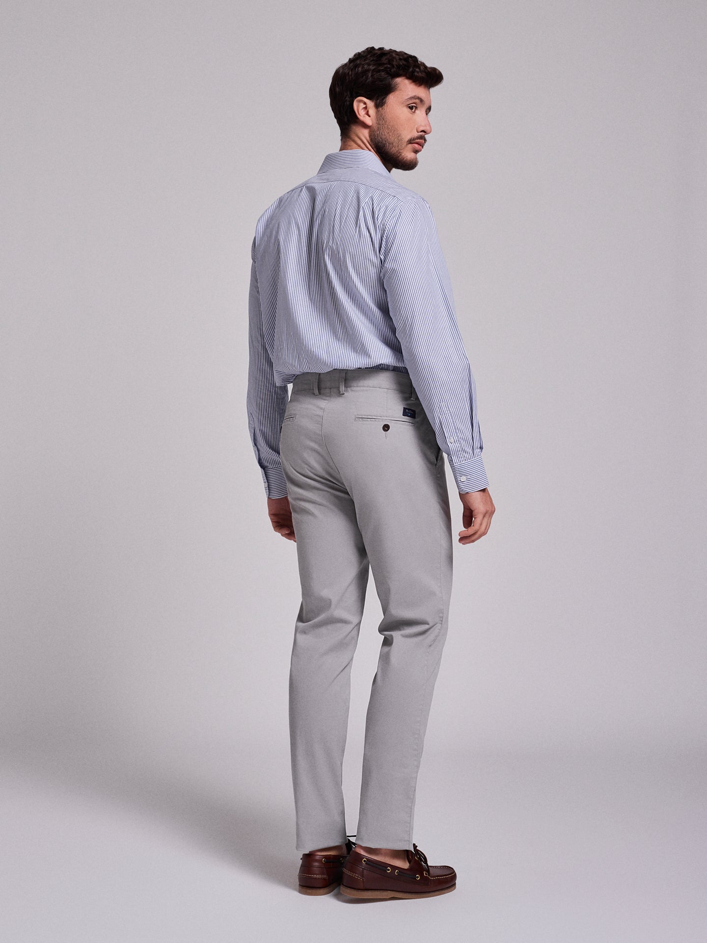 Calça Algodão Cinzentas Slim Fit Mr. Blue