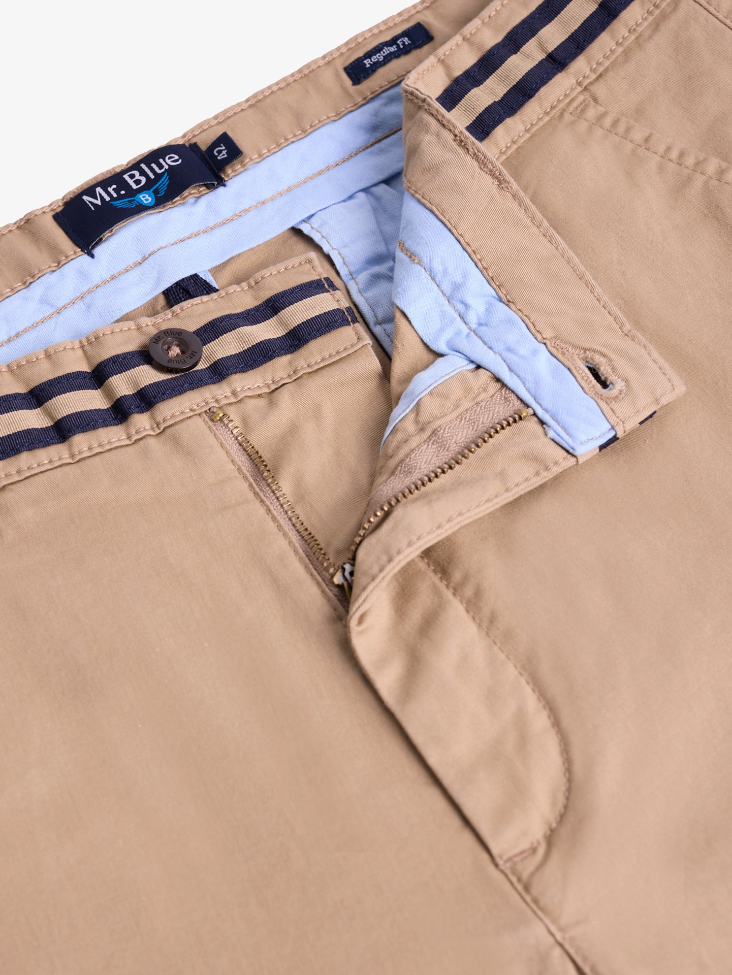 REGULAR FIT CAMEL COTTON BERMUDA MR. BLUE