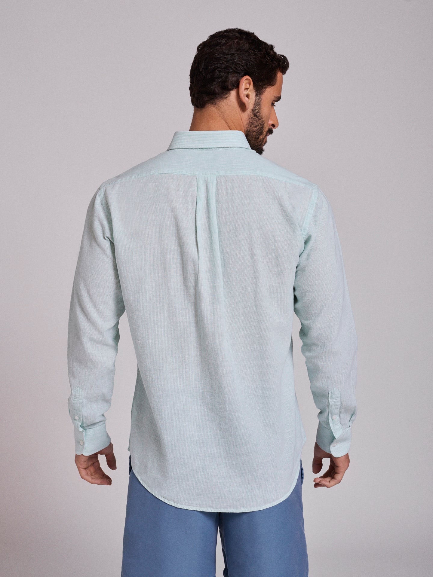 GREEN LINEN SHIRT LONG SLEEVE REGULAR FIT MR. BLUE