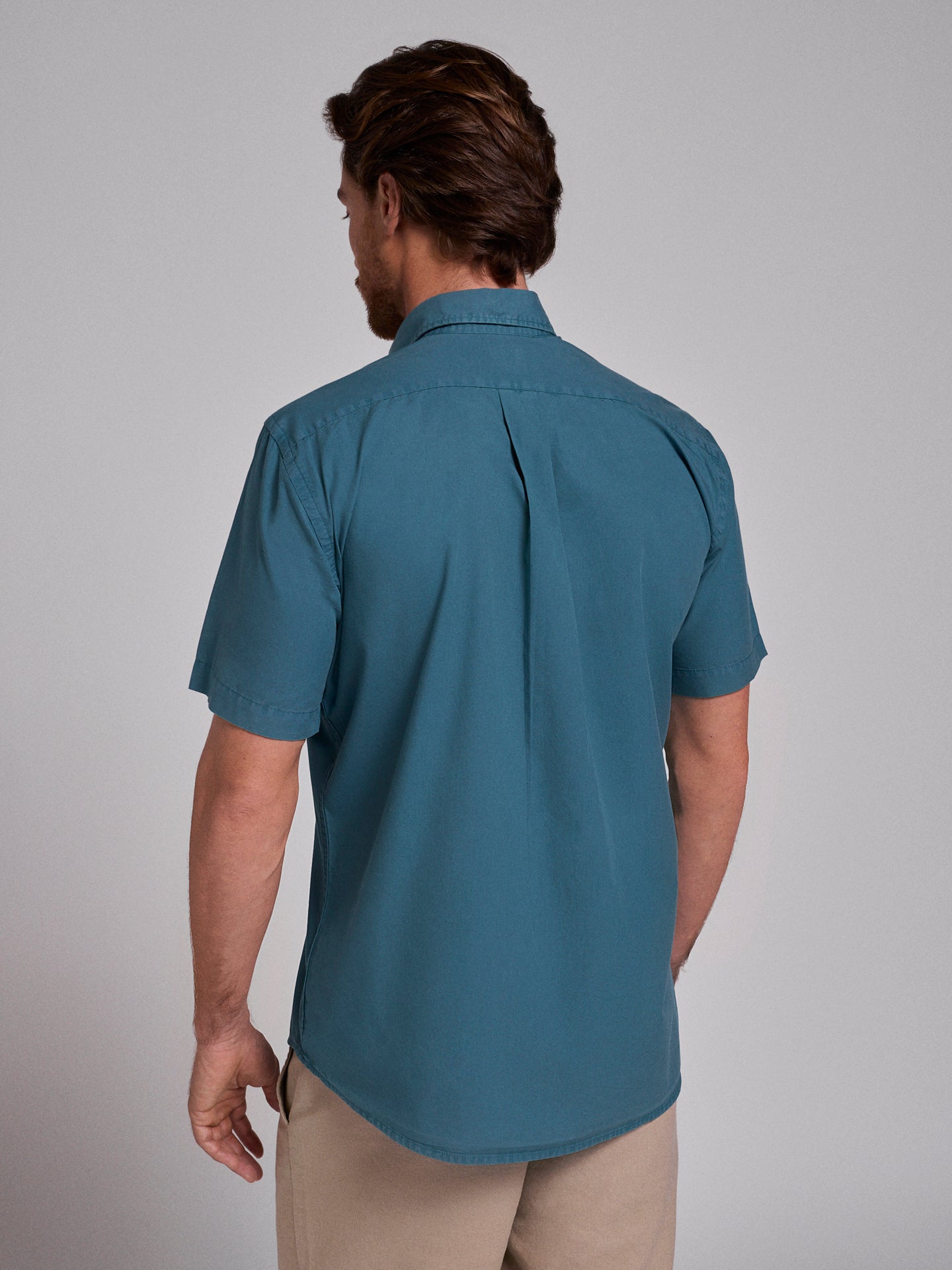 CAMISA ALGODÓN VERDE MANGA CORTA REGULAR FIT MR. AZUL
