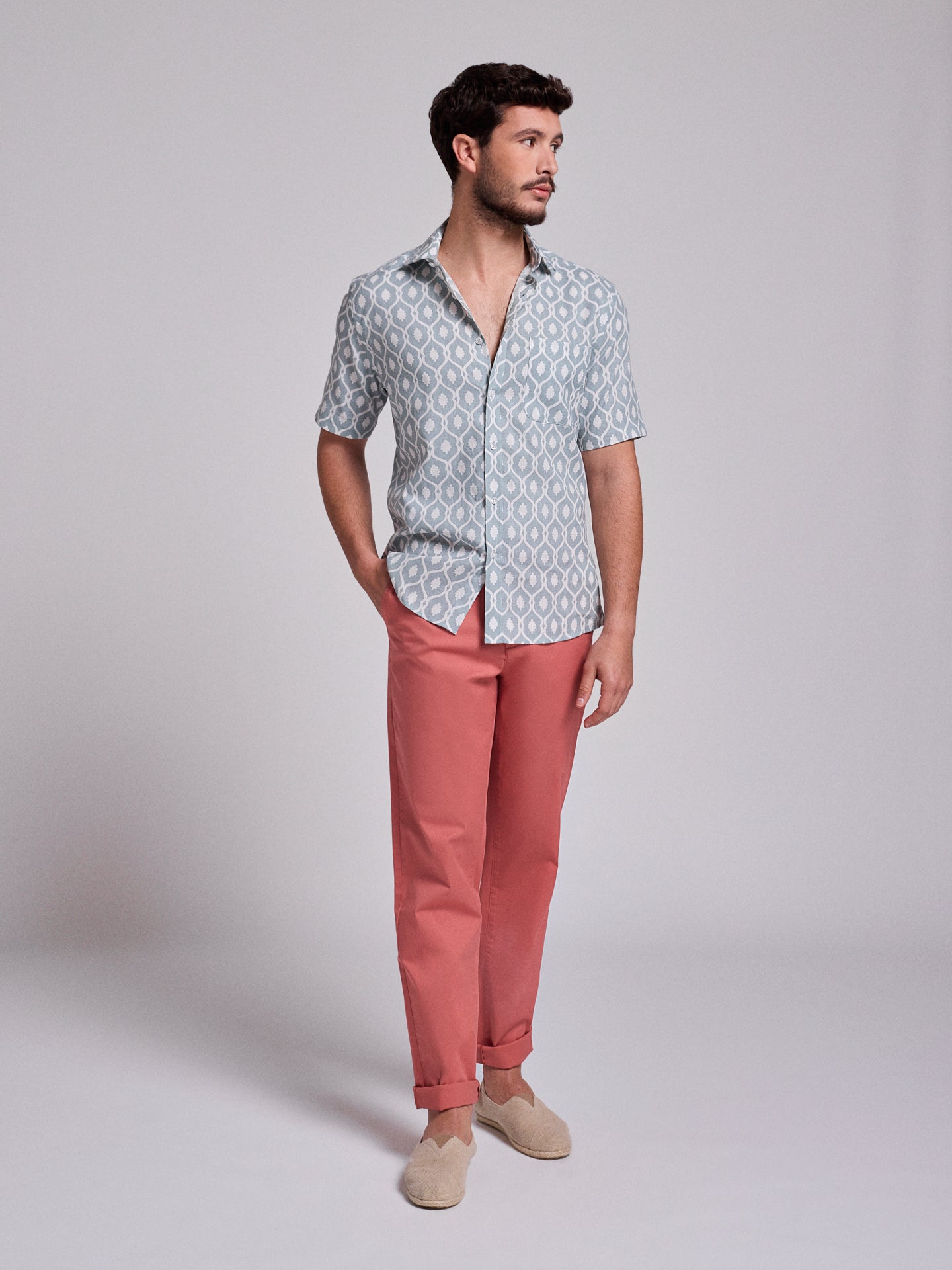 BLUE LINEN SHIRT SHORT SLEEVE REGULAR FIT MR. BLUE