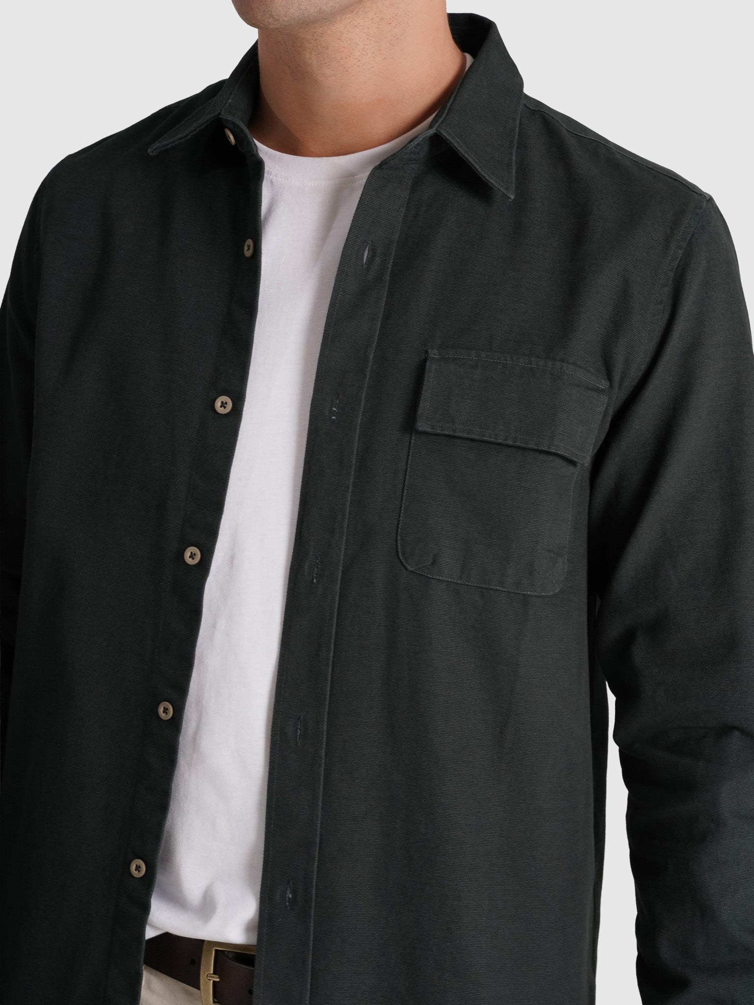 GRAY COTTON OVERSHIRT LONG SLEEVE REGULAR FIT MARK BELLUCCI