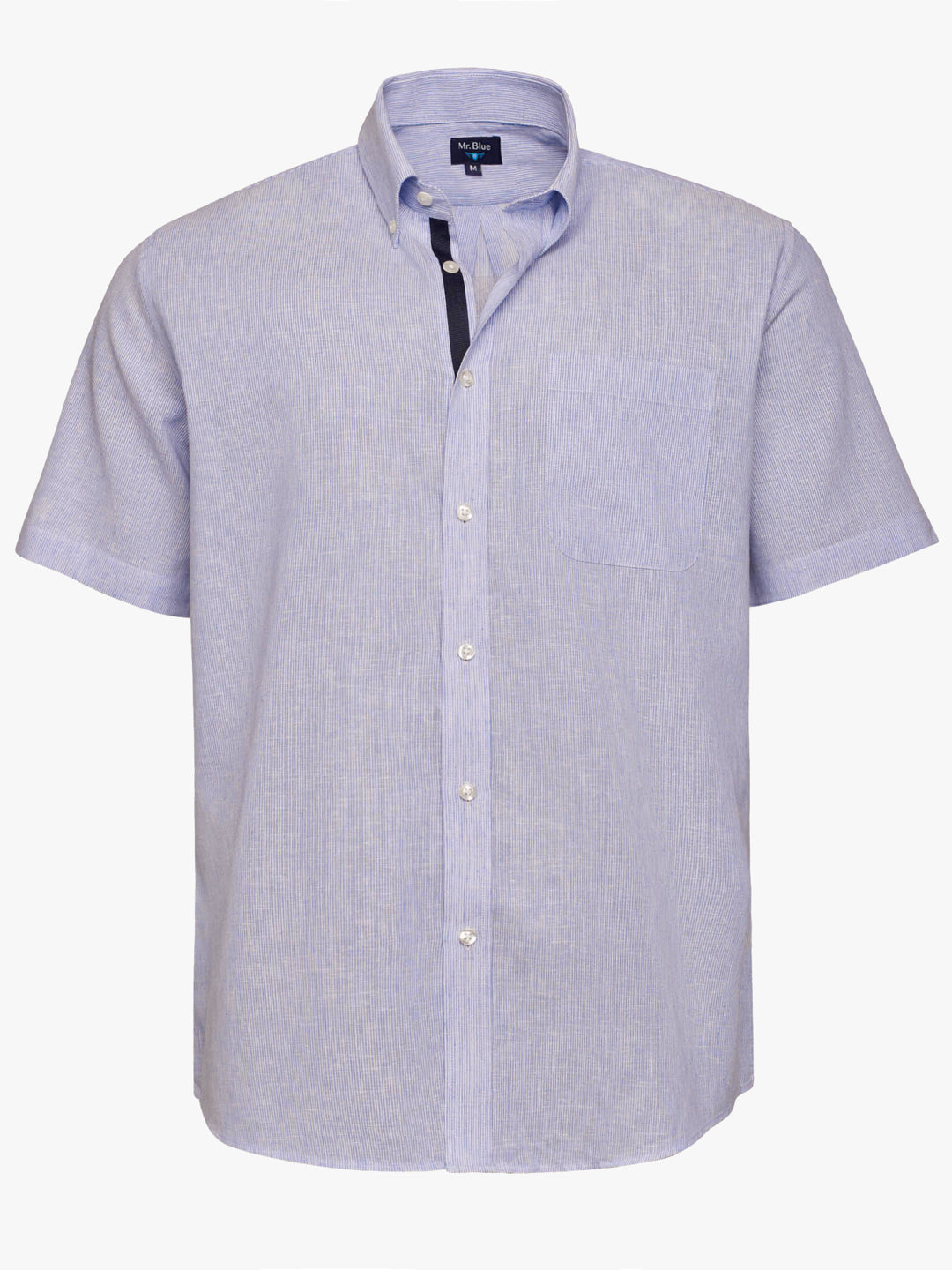 BLUE LINEN SHIRT SHORT SLEEVE REGULAR FIT MR. BLUE