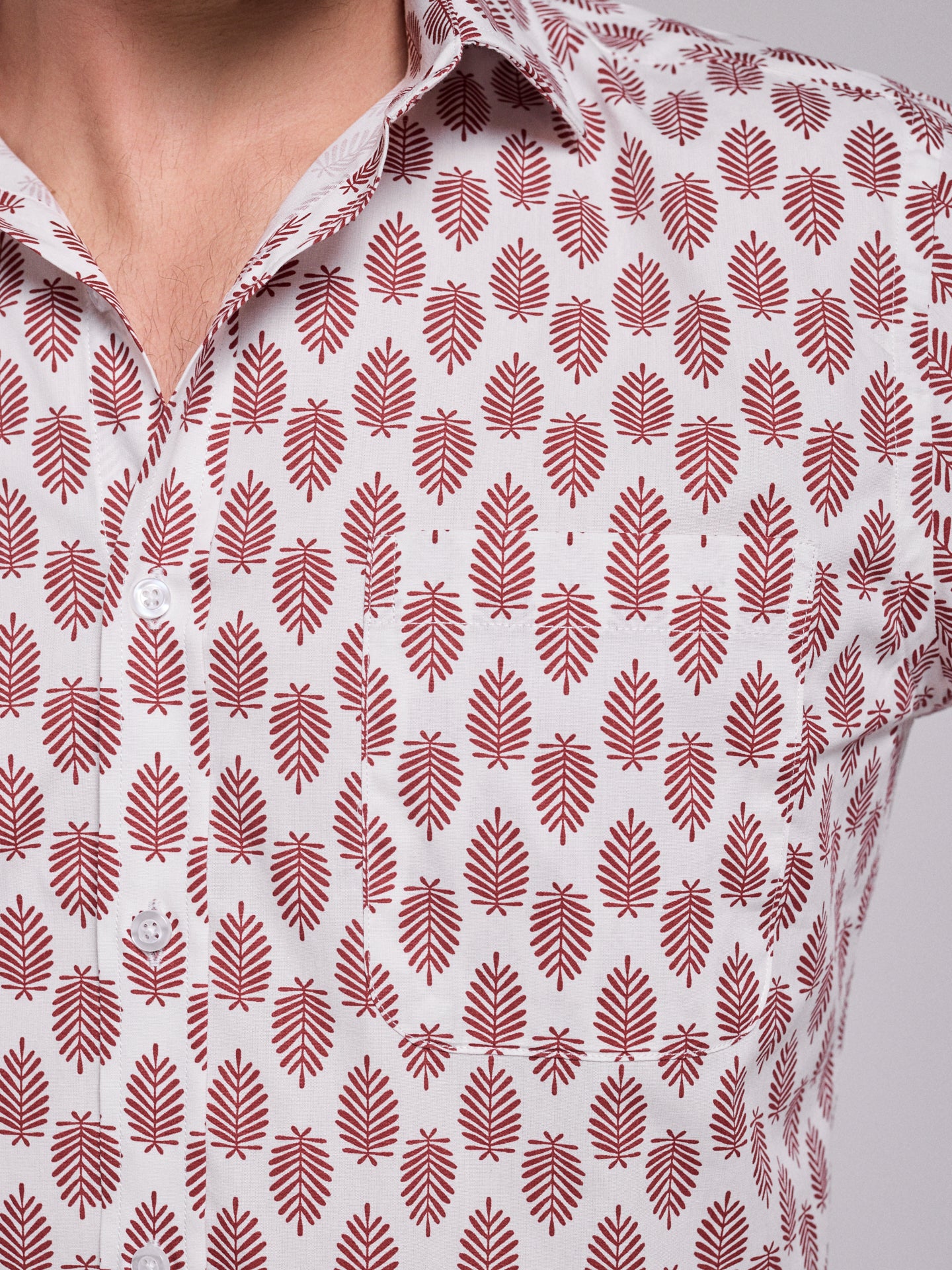 RED COTTON SHIRT SHORT SLEEVE REGULAR FIT MR. BLUE