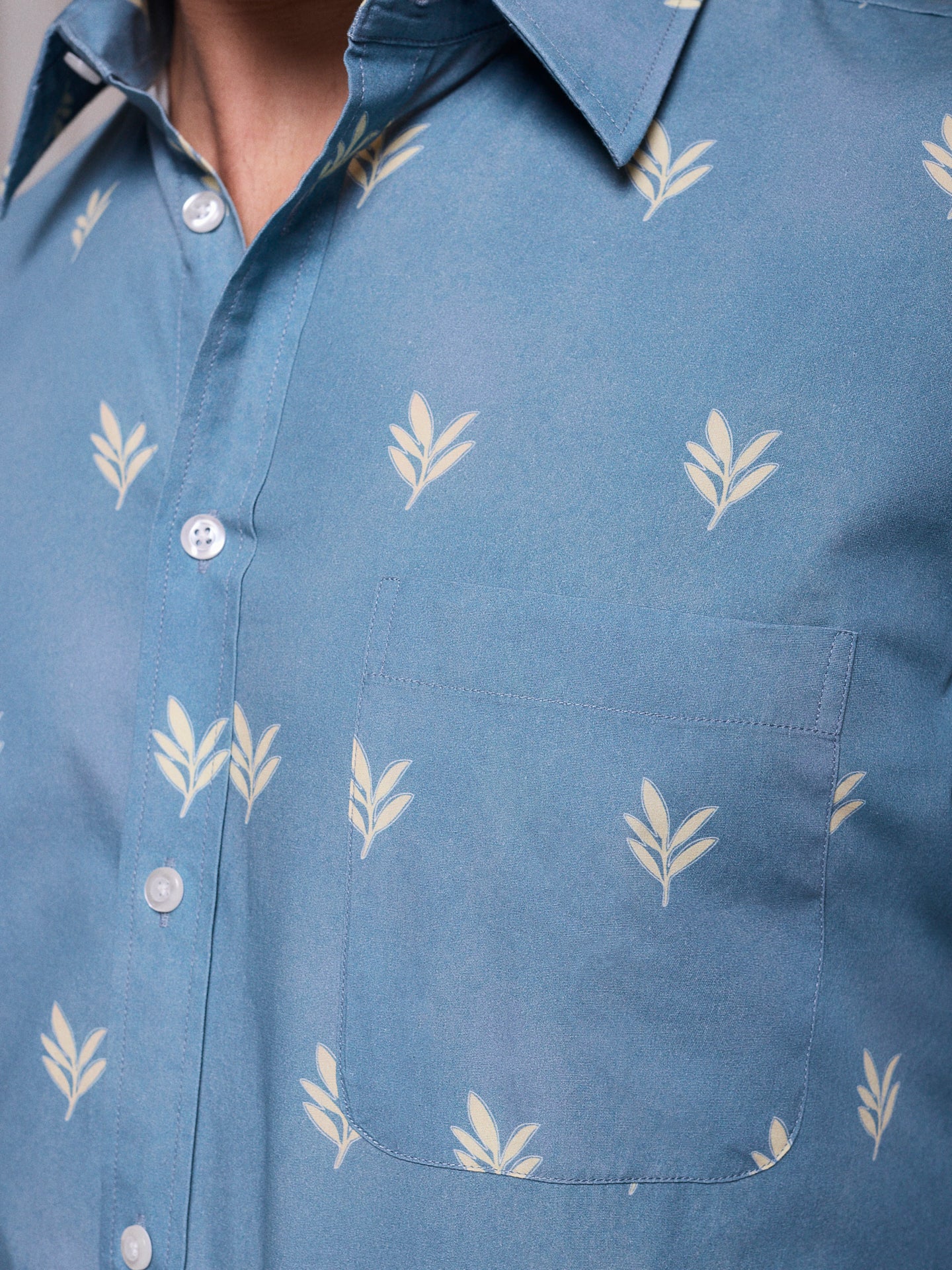 CAMISA ALGODÓN AZUL MANGA CORTA REGULAR FIT MR. AZUL
